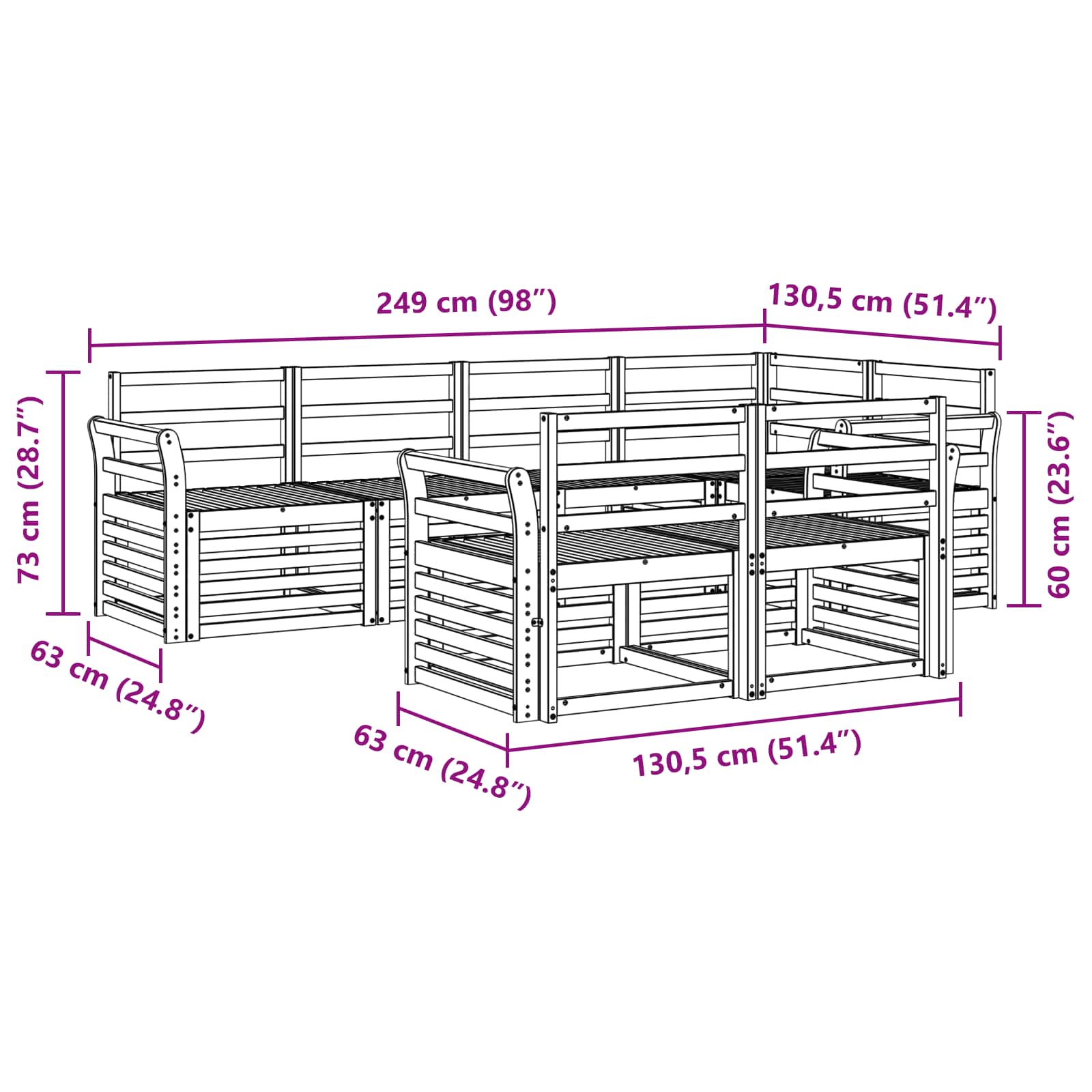 Sekcijska garnitura 7 pcs Prirodna