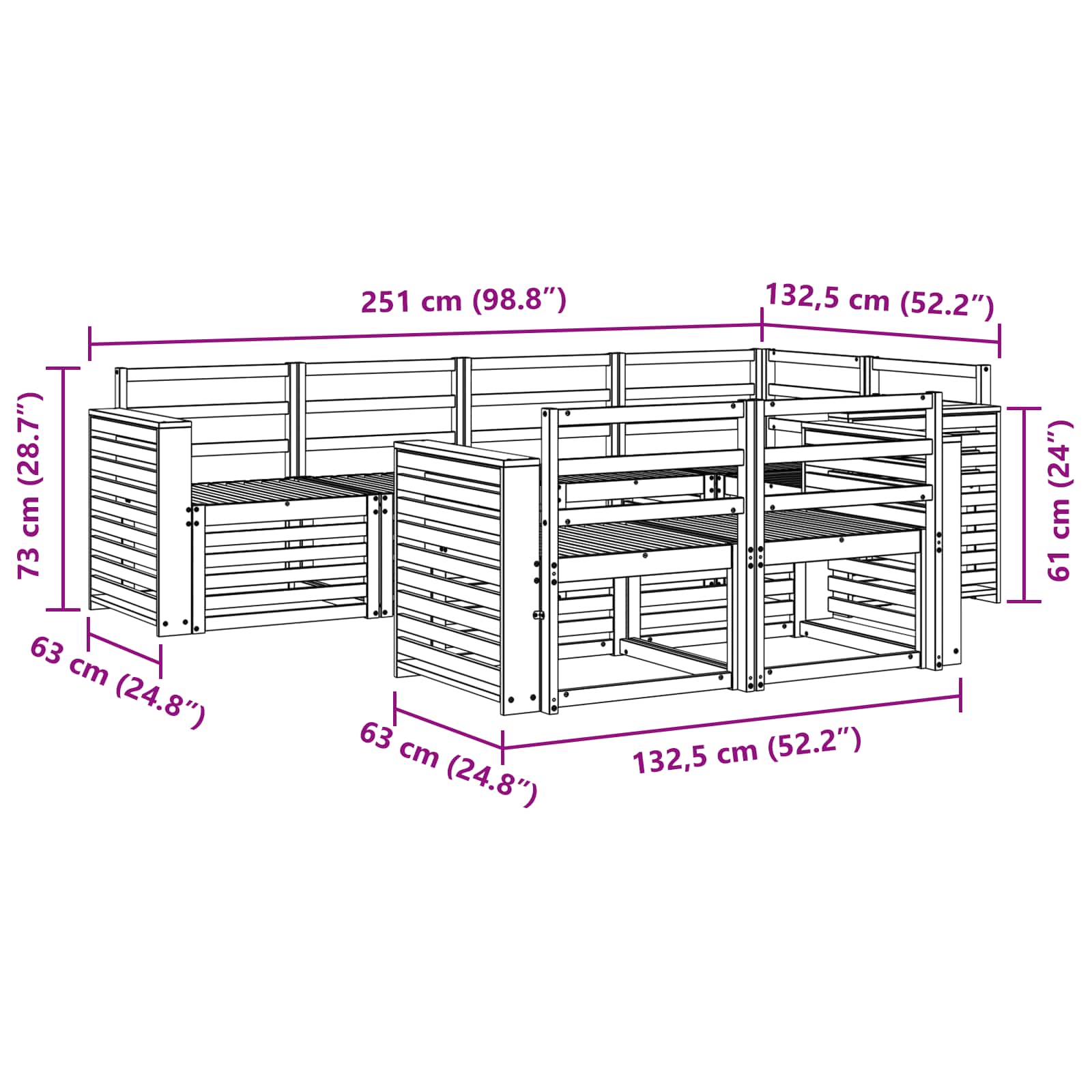 Sekcijska garnitura 7 pcs Prirodna
