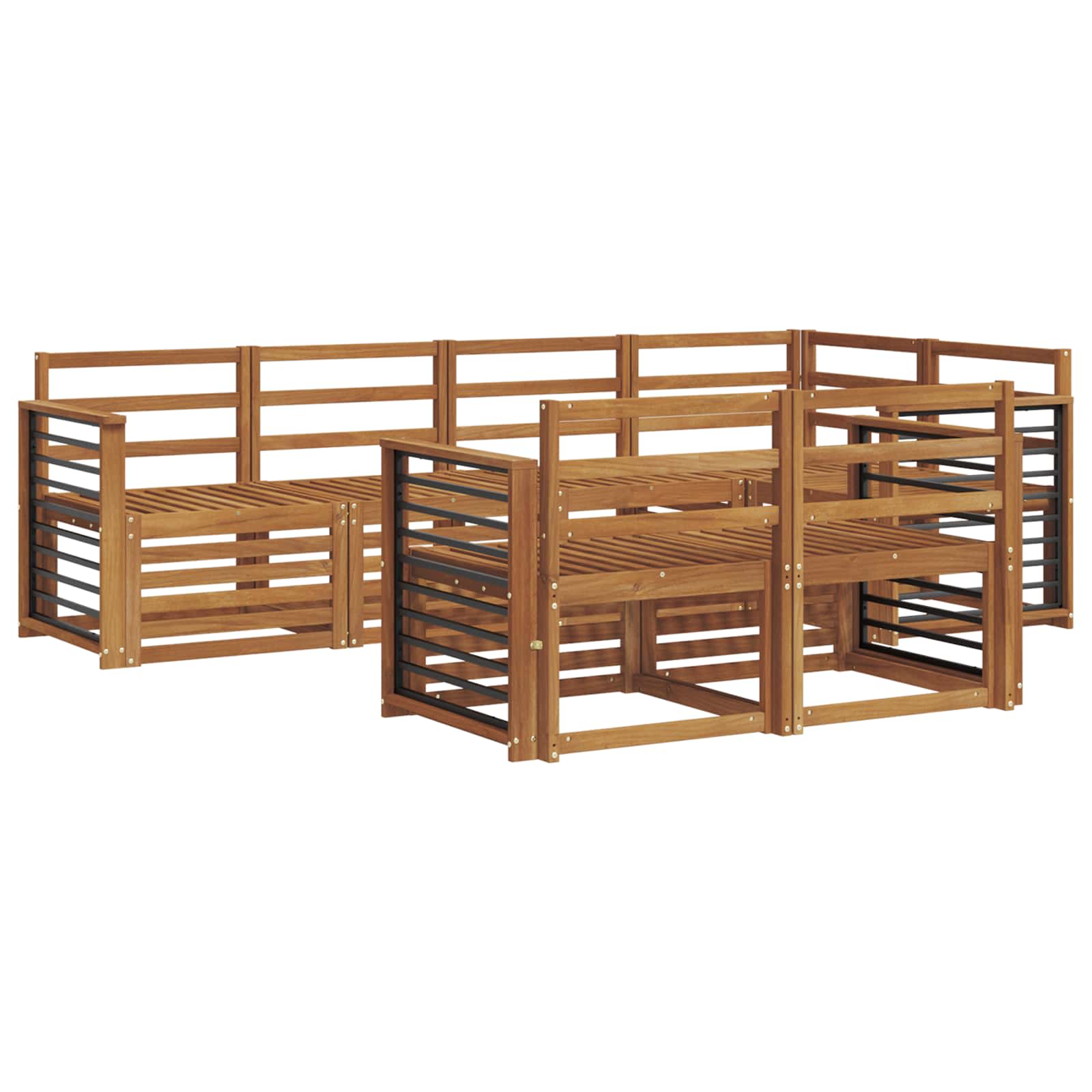 Setovi sofa 7 pcs Prirodna Čvrsto drvo akacije