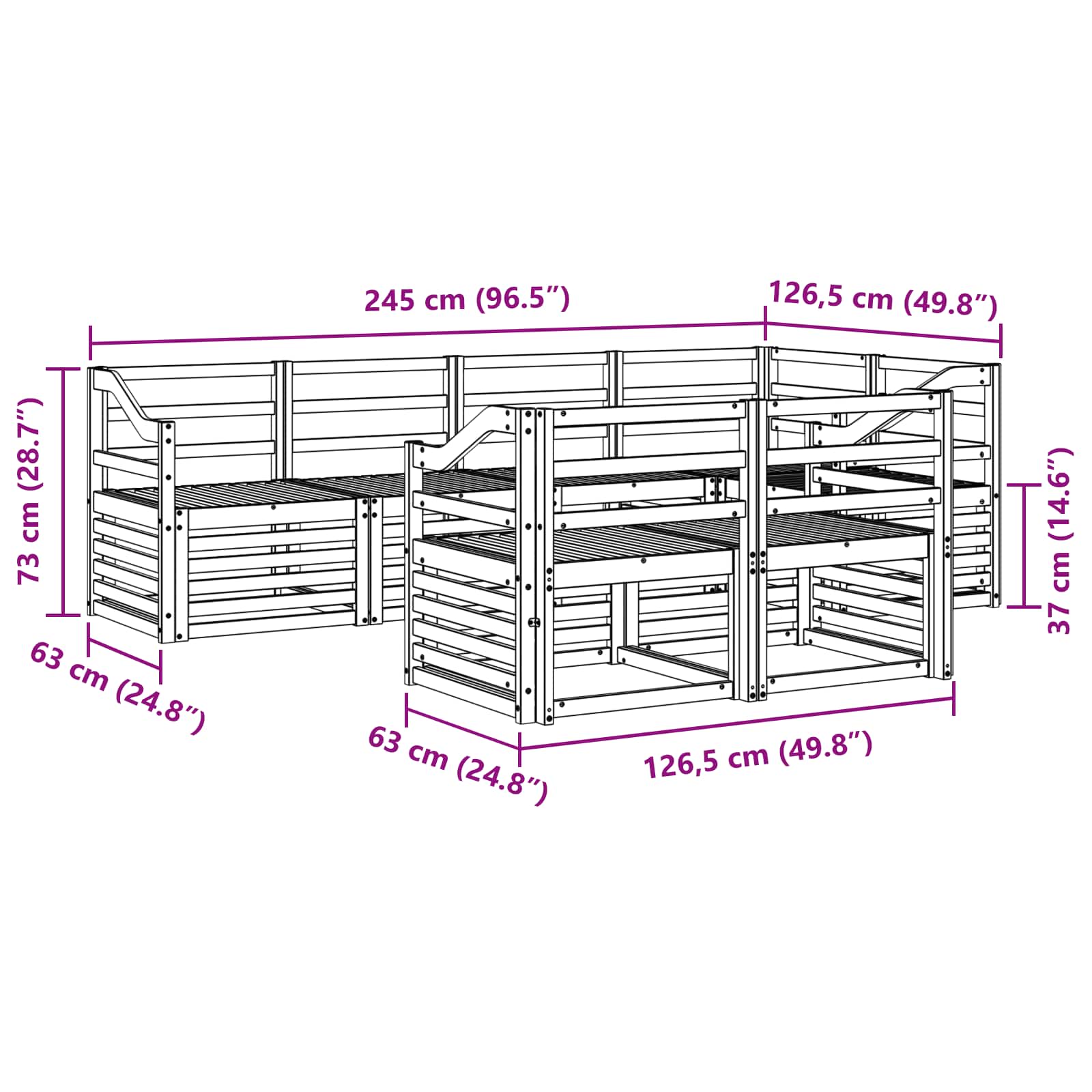Sekcijska garnitura 7 pcs Prirodna