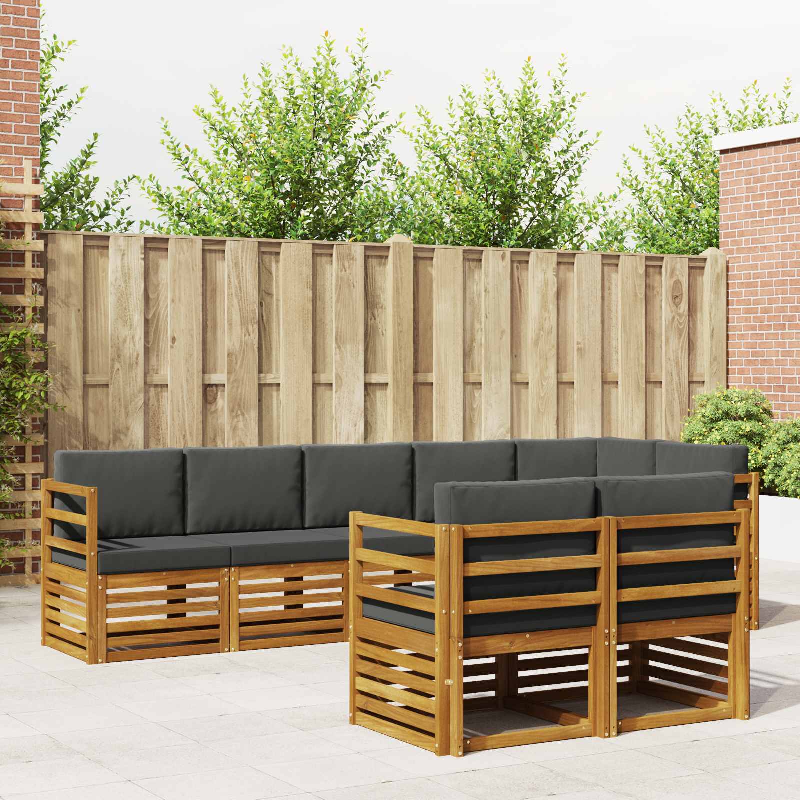 Setovi sofa 8 pcs Prirodna i antracit Čvrsto drvo akacije