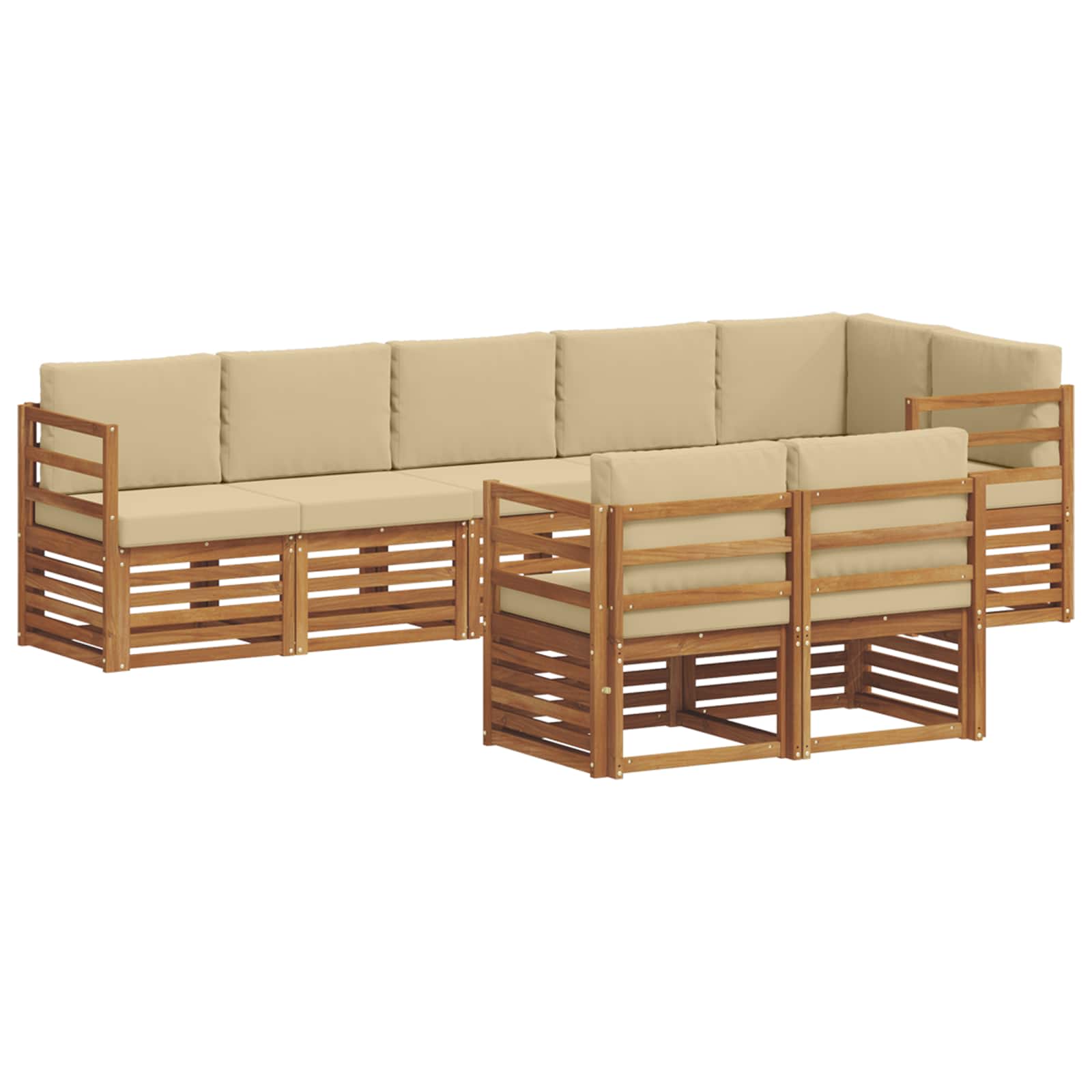 Setovi sofa s jastukom 8 pcs Prirodna i bež Čvrsto drvo akacije