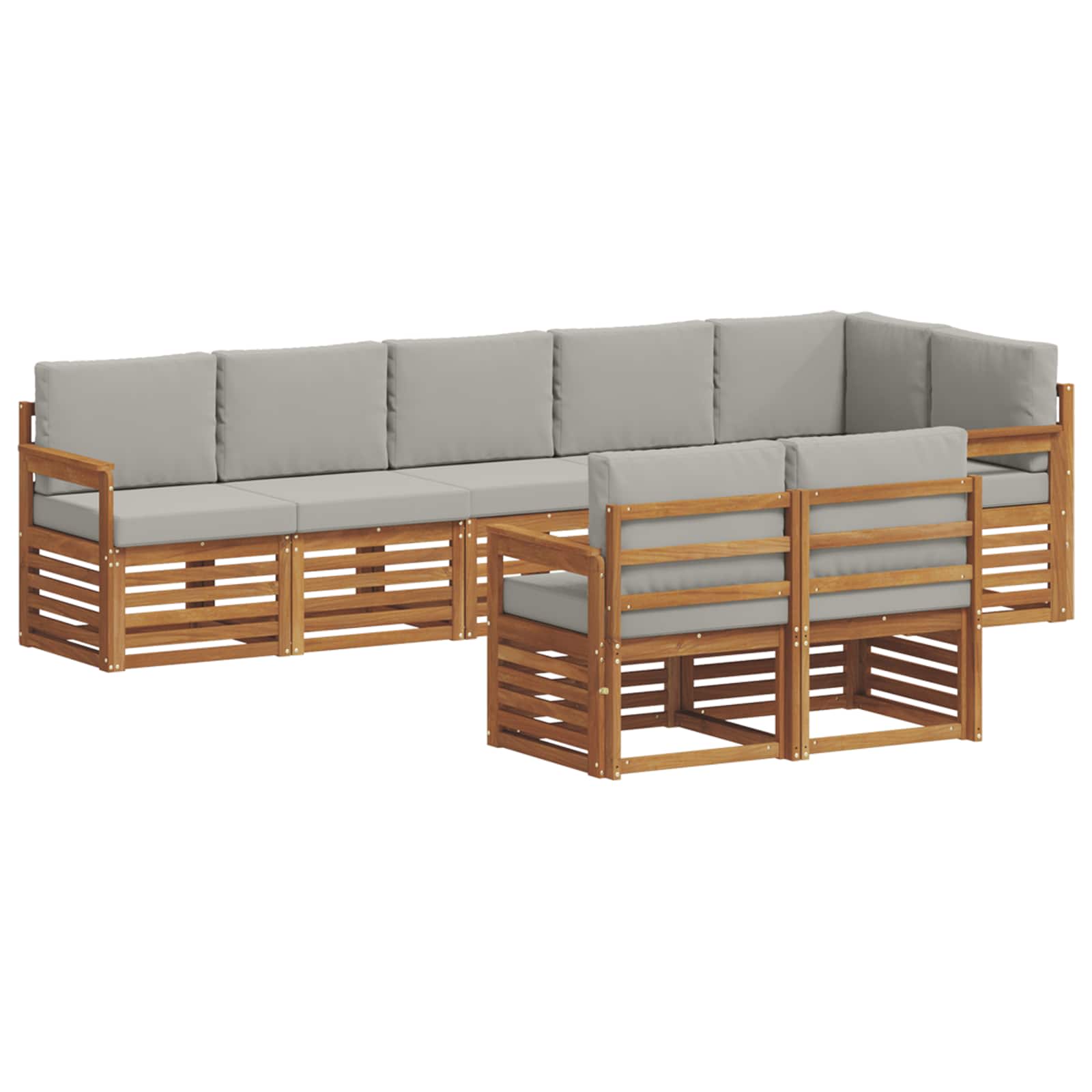 Setovi sofa 8 pcs Prirodna i svijetlo siva Čvrsto drvo akacije