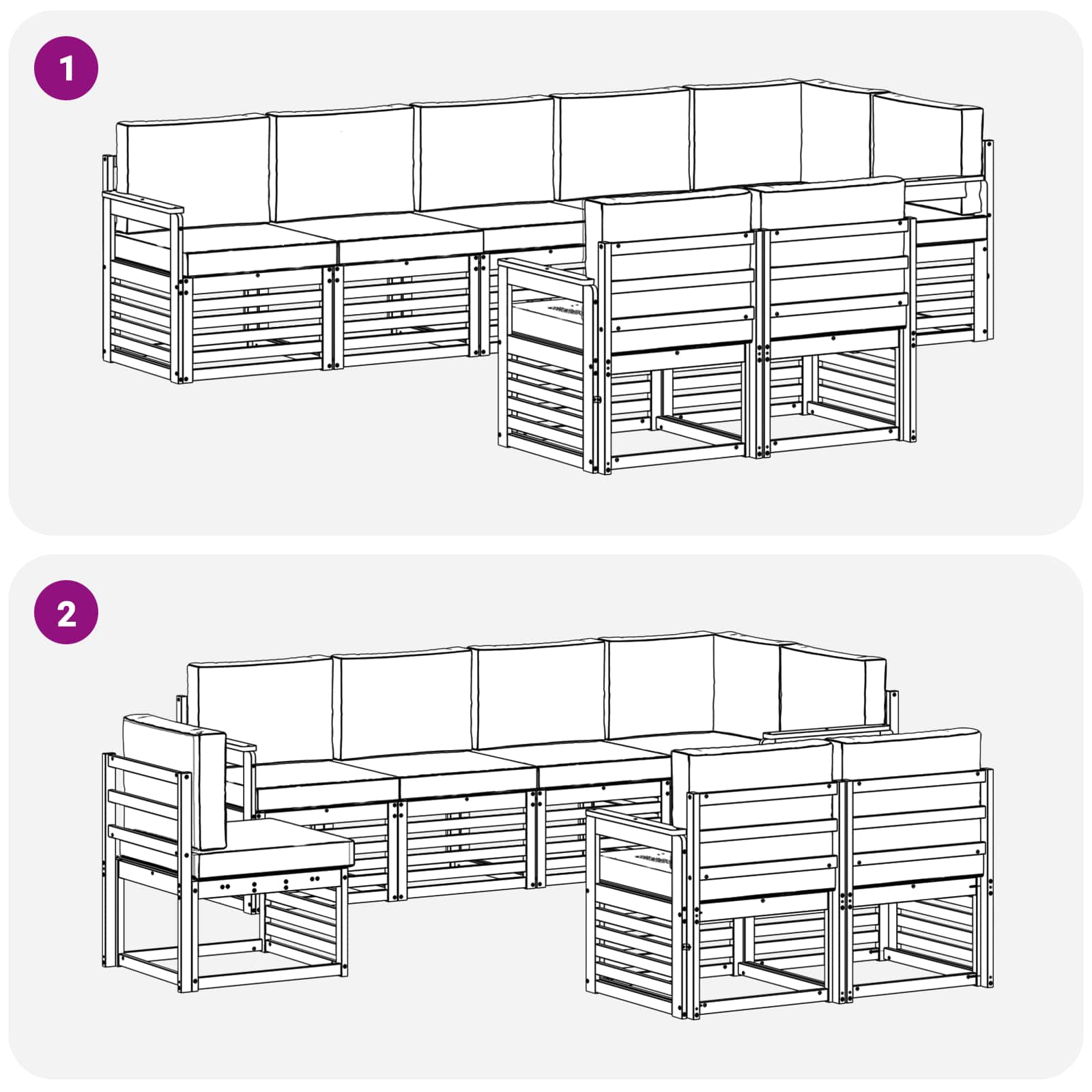 Setovi sofa 8 pcs Prirodna i svijetlo siva Čvrsto drvo akacije