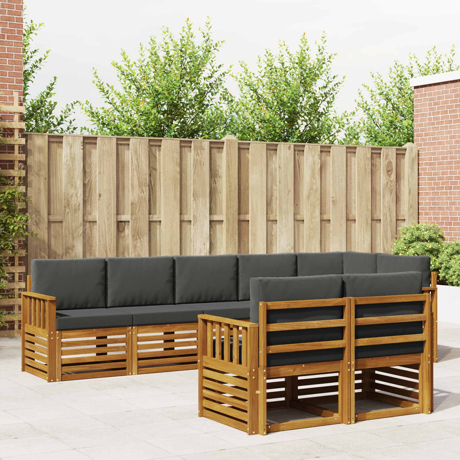 Setovi sofa 8 pcs Prirodna i antracit Čvrsto drvo akacije