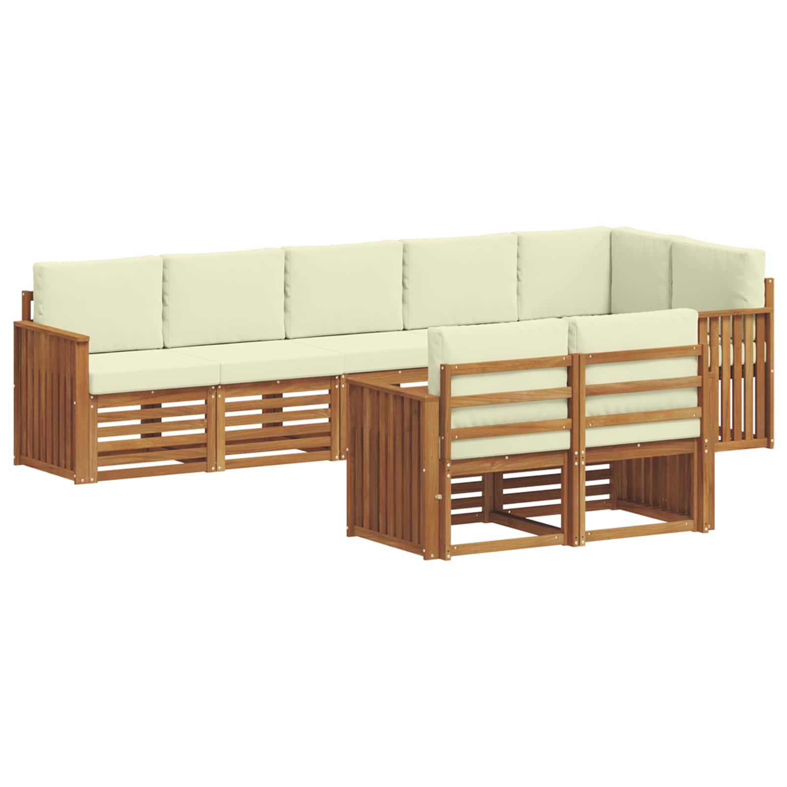 Setovi sofa 8 pcs Prirodna i krem Čvrsto drvo akacije