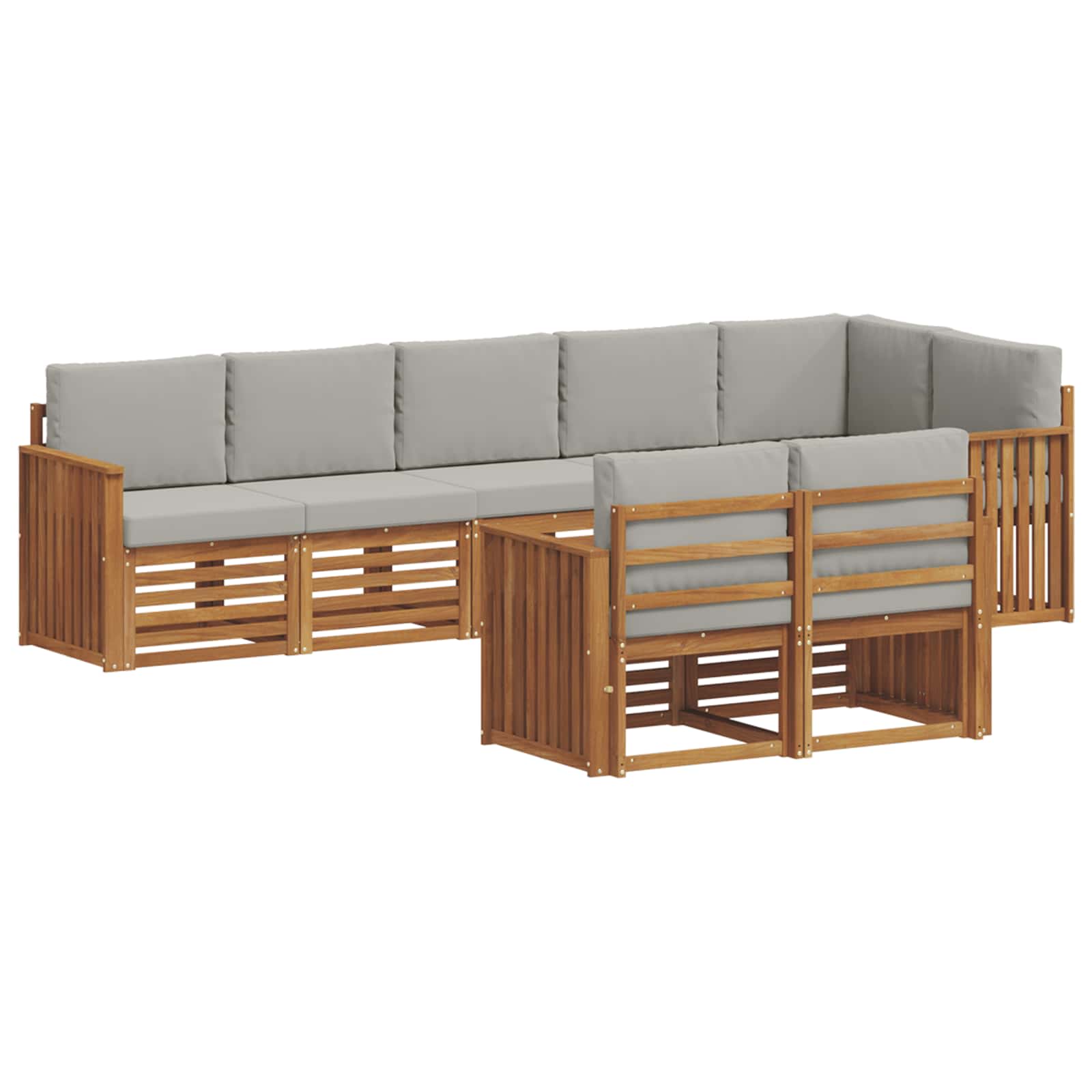 Setovi sofa 8 pcs Prirodna i svijetlo siva Čvrsto drvo akacije