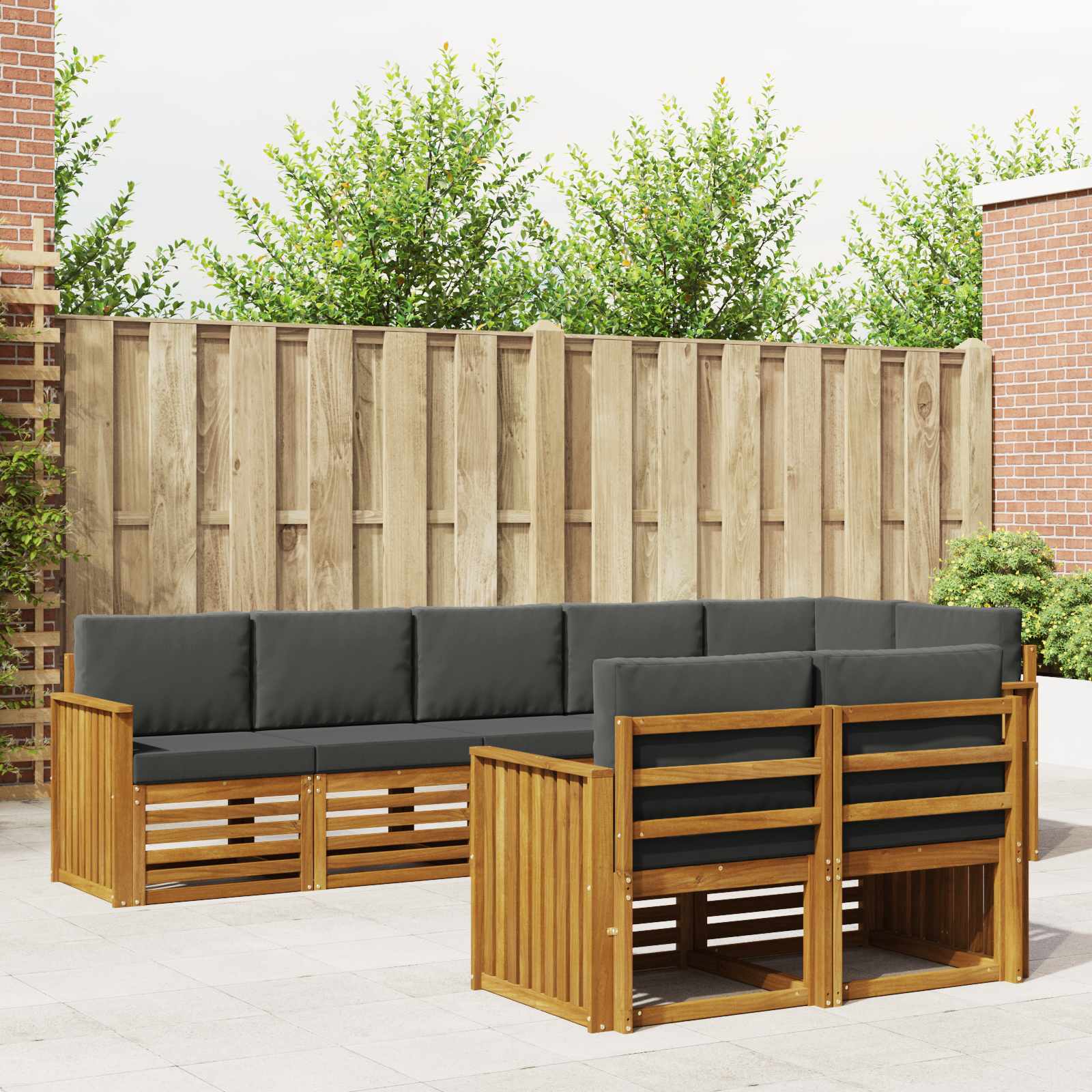 Setovi sofa 8 pcs Prirodna i antracit Čvrsto drvo akacije