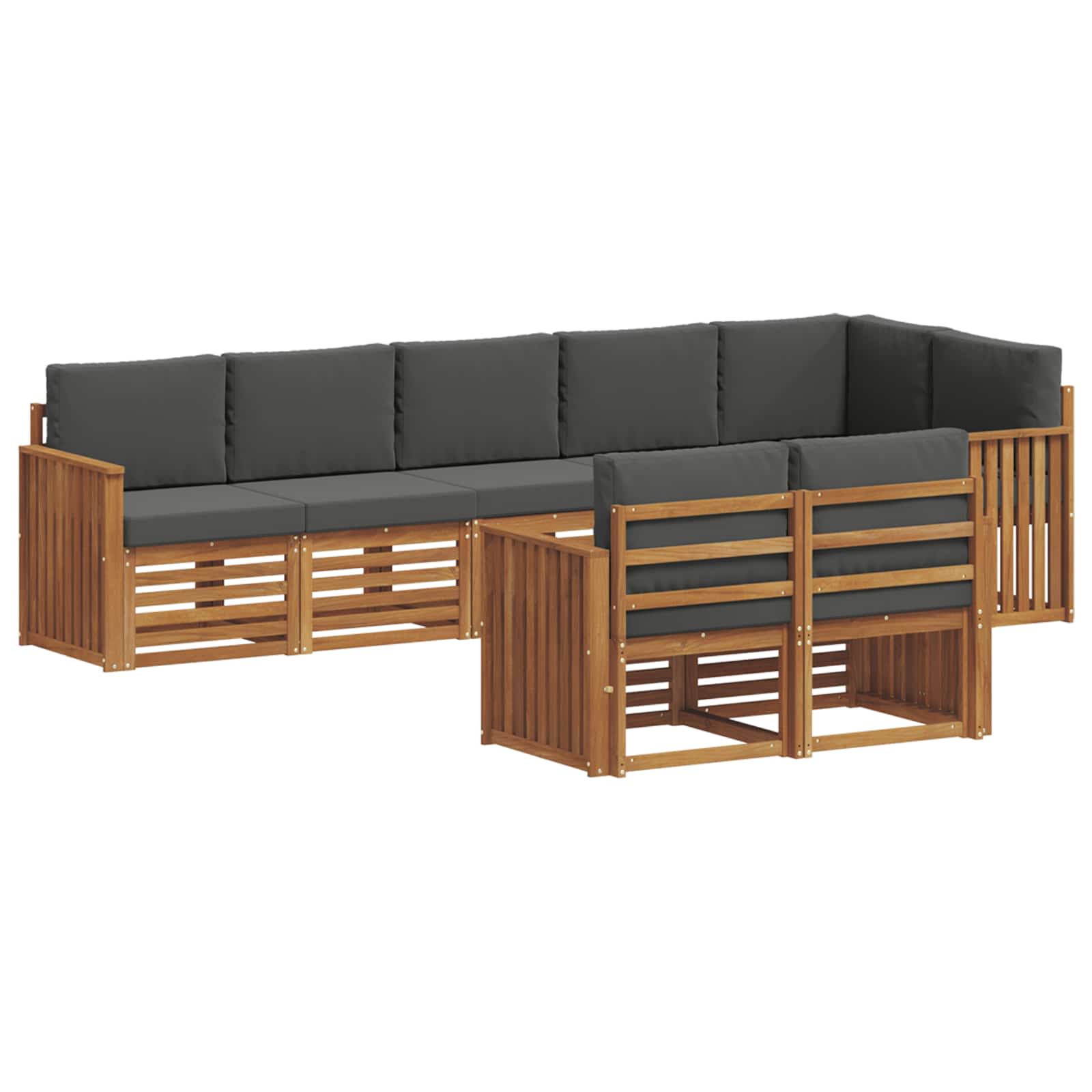 Setovi sofa 8 pcs Prirodna i antracit Čvrsto drvo akacije