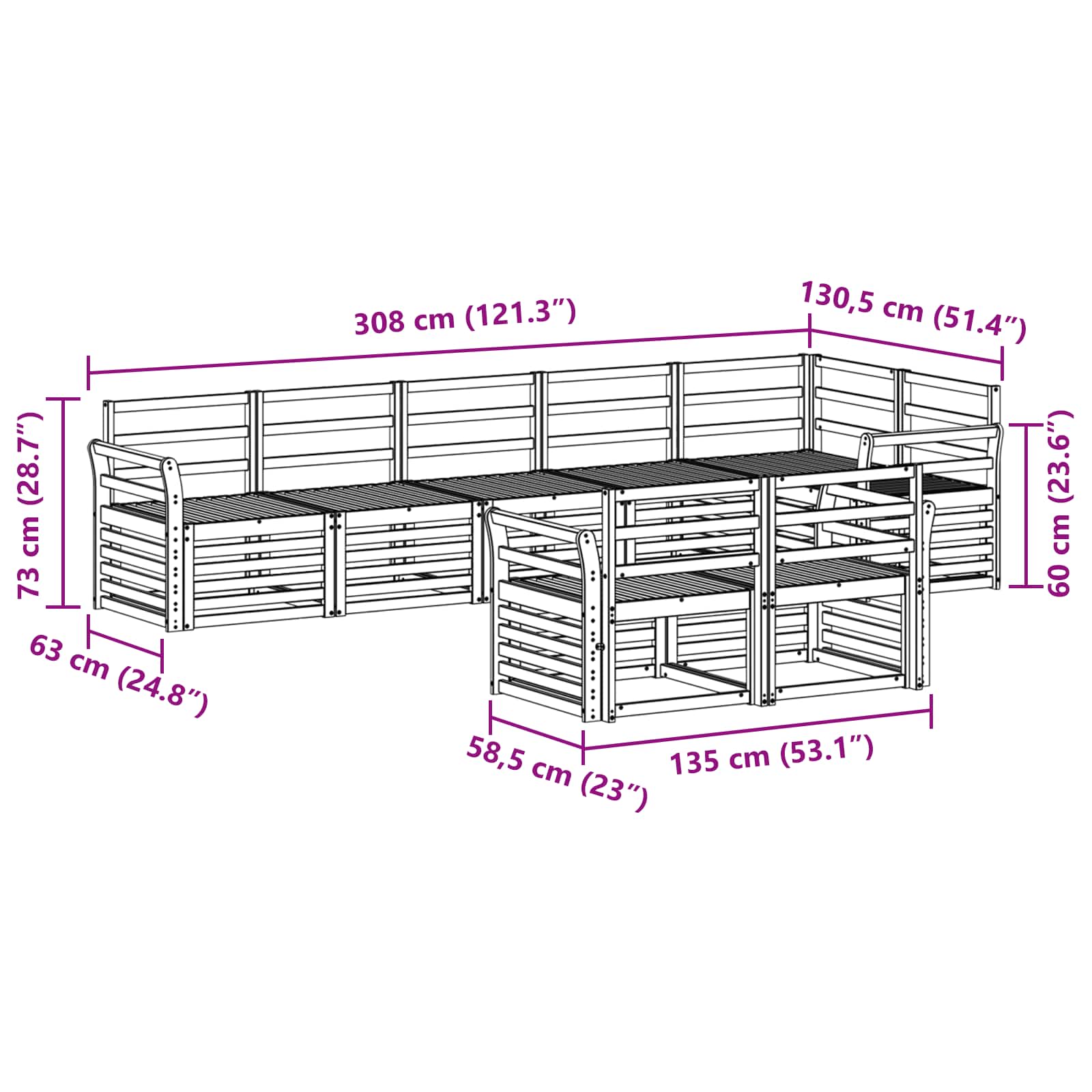 Setovi sofa 8 pcs Prirodna Čvrsto drvo akacije