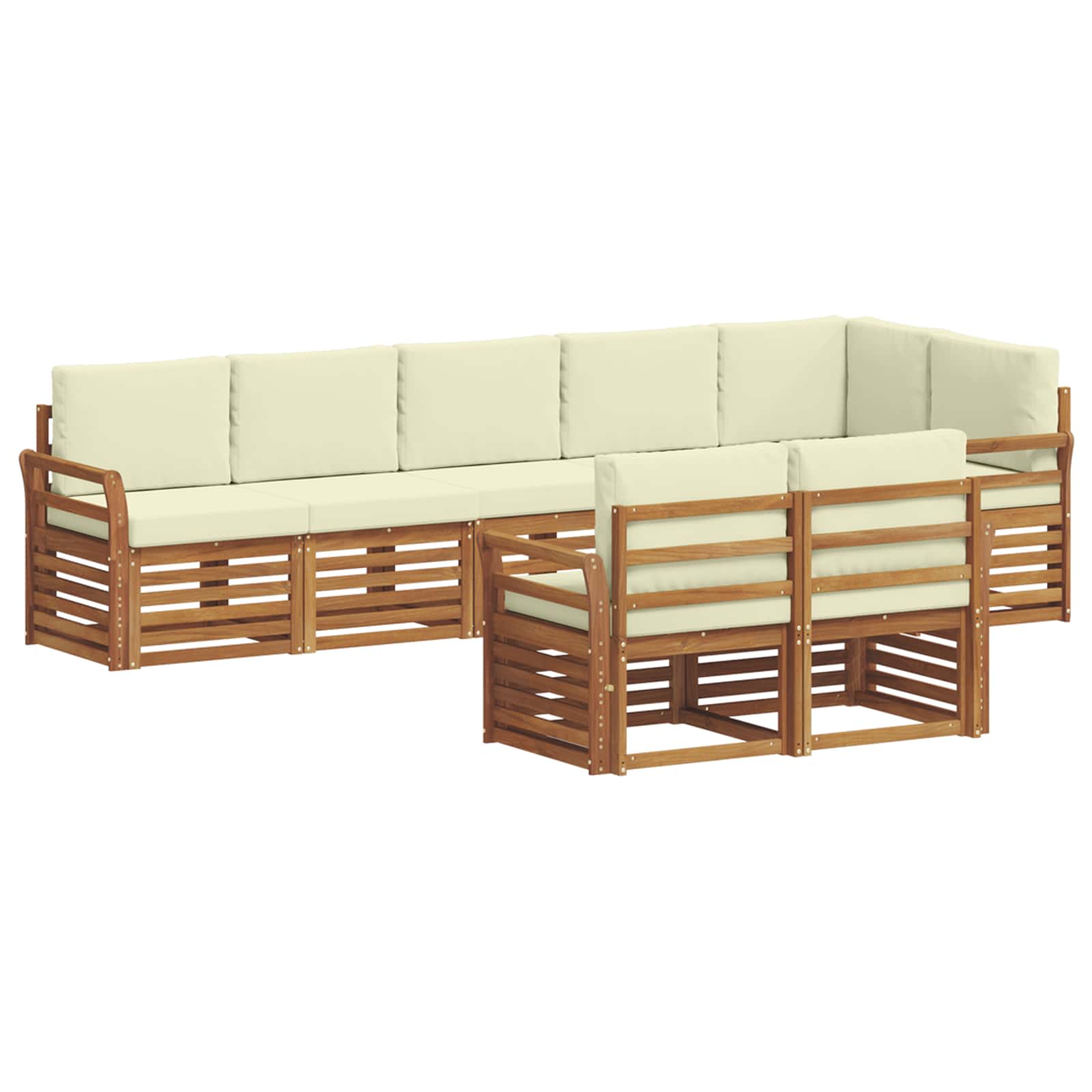 Setovi sofa 8 pcs Prirodna i krem Čvrsto drvo akacije