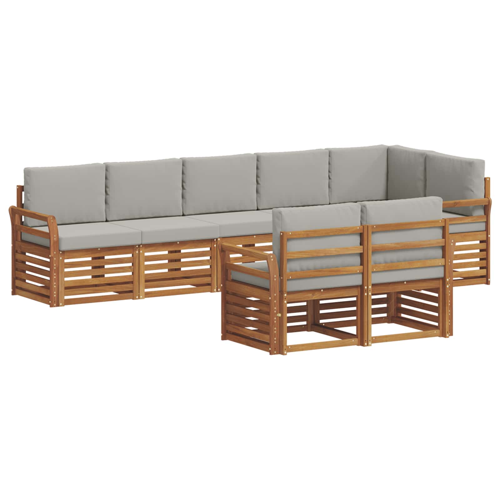 Setovi sofa 8 pcs Prirodna i svijetlo siva Čvrsto drvo akacije