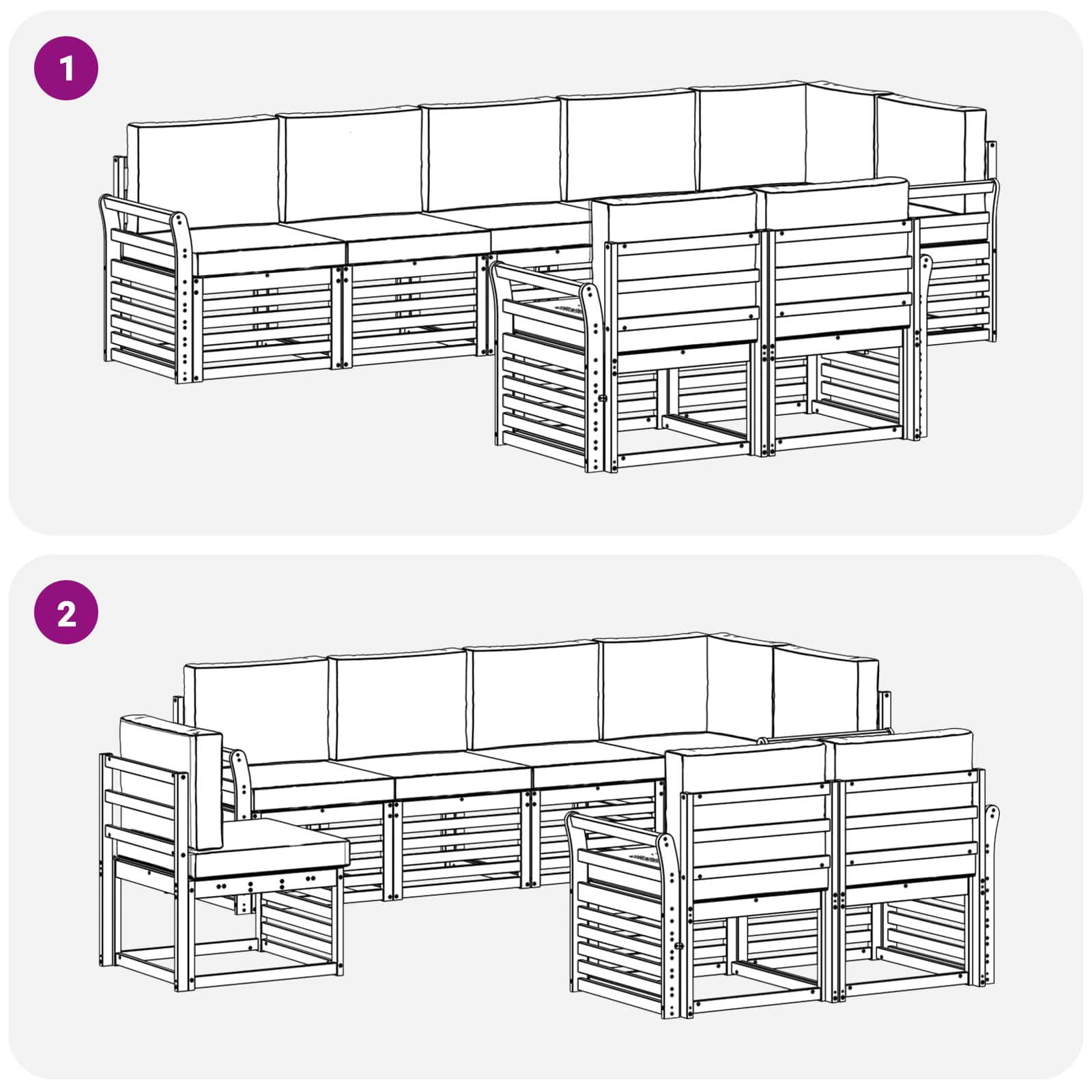 Setovi sofa 8 pcs Prirodna i antracit Čvrsto drvo akacije