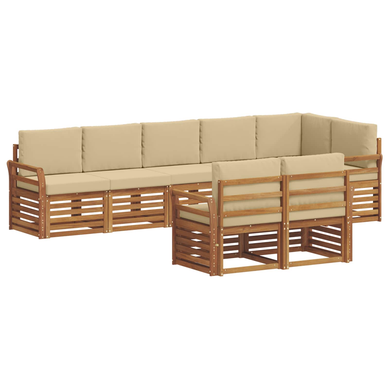 Setovi sofa s jastukom 8 pcs Prirodna i bež Čvrsto drvo akacije