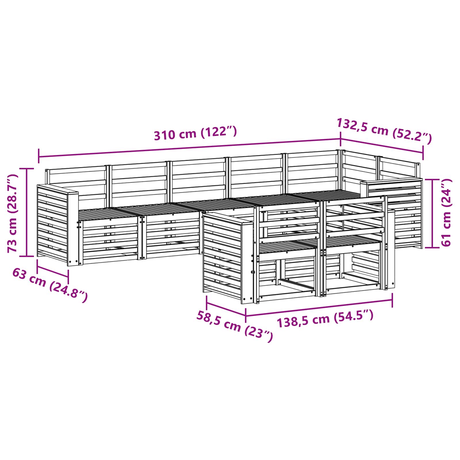 Setovi sofa 8 pcs Prirodna Čvrsto drvo akacije