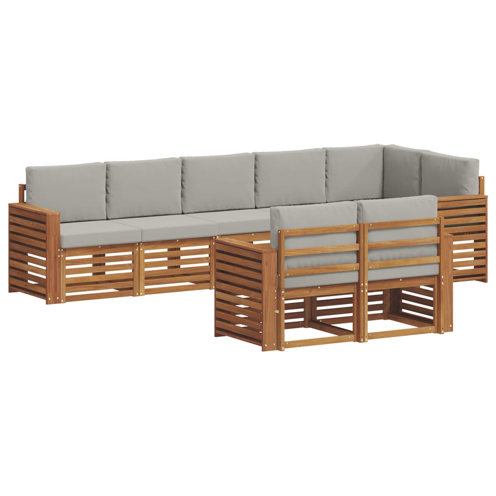 Setovi sofa 8 pcs Prirodna i svijetlo siva Čvrsto drvo akacije