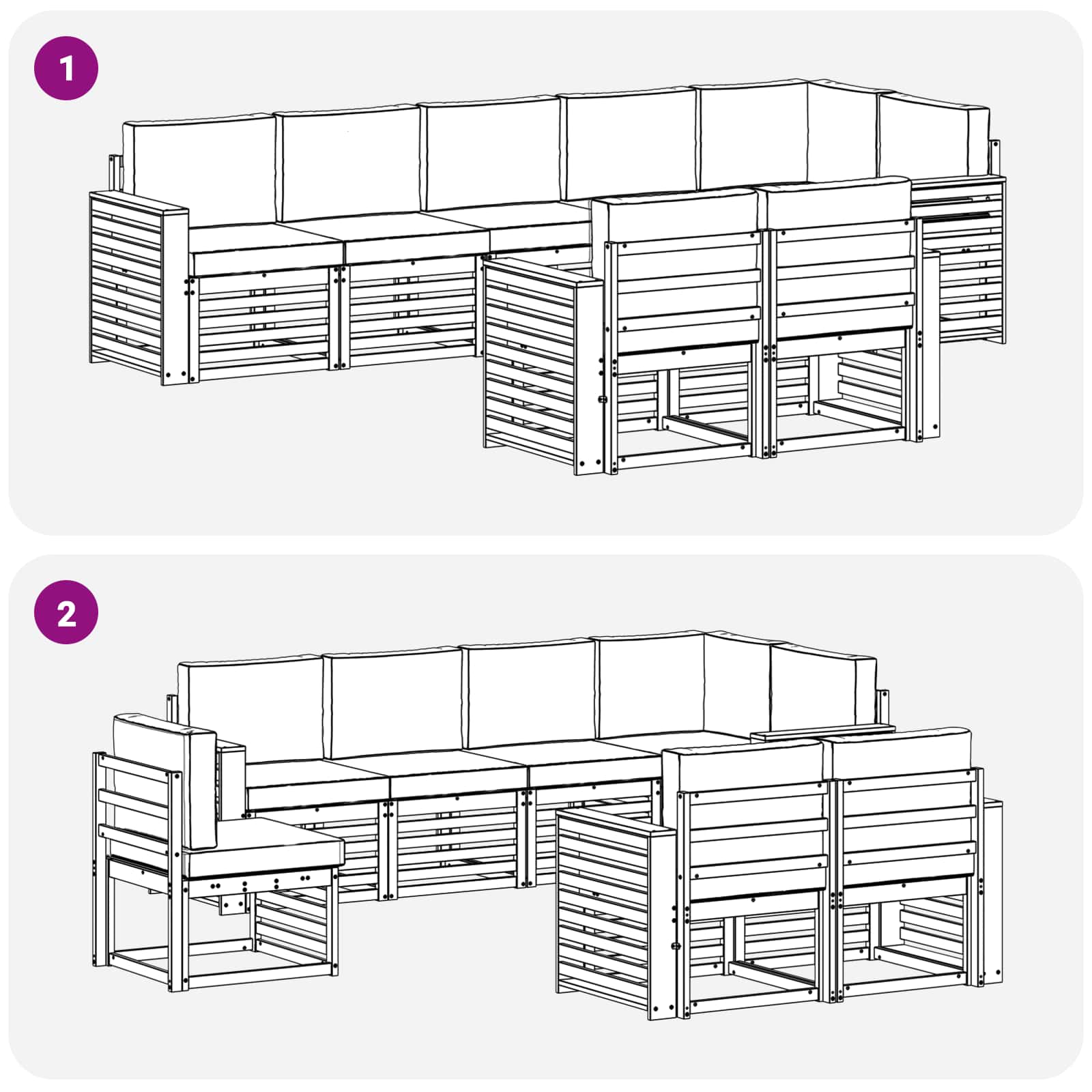 Setovi sofa 8 pcs Prirodna i svijetlo siva Čvrsto drvo akacije