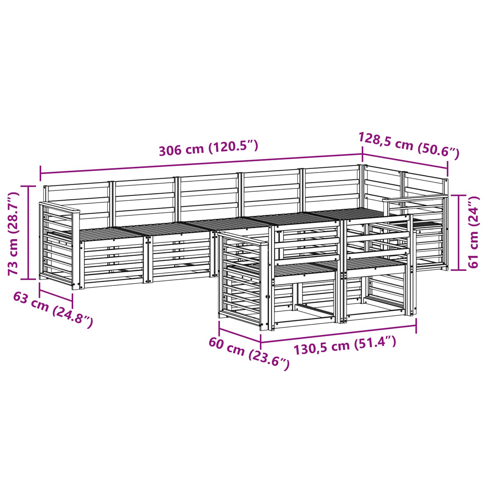 Setovi sofa 8 pcs Prirodna Čvrsto drvo akacije
