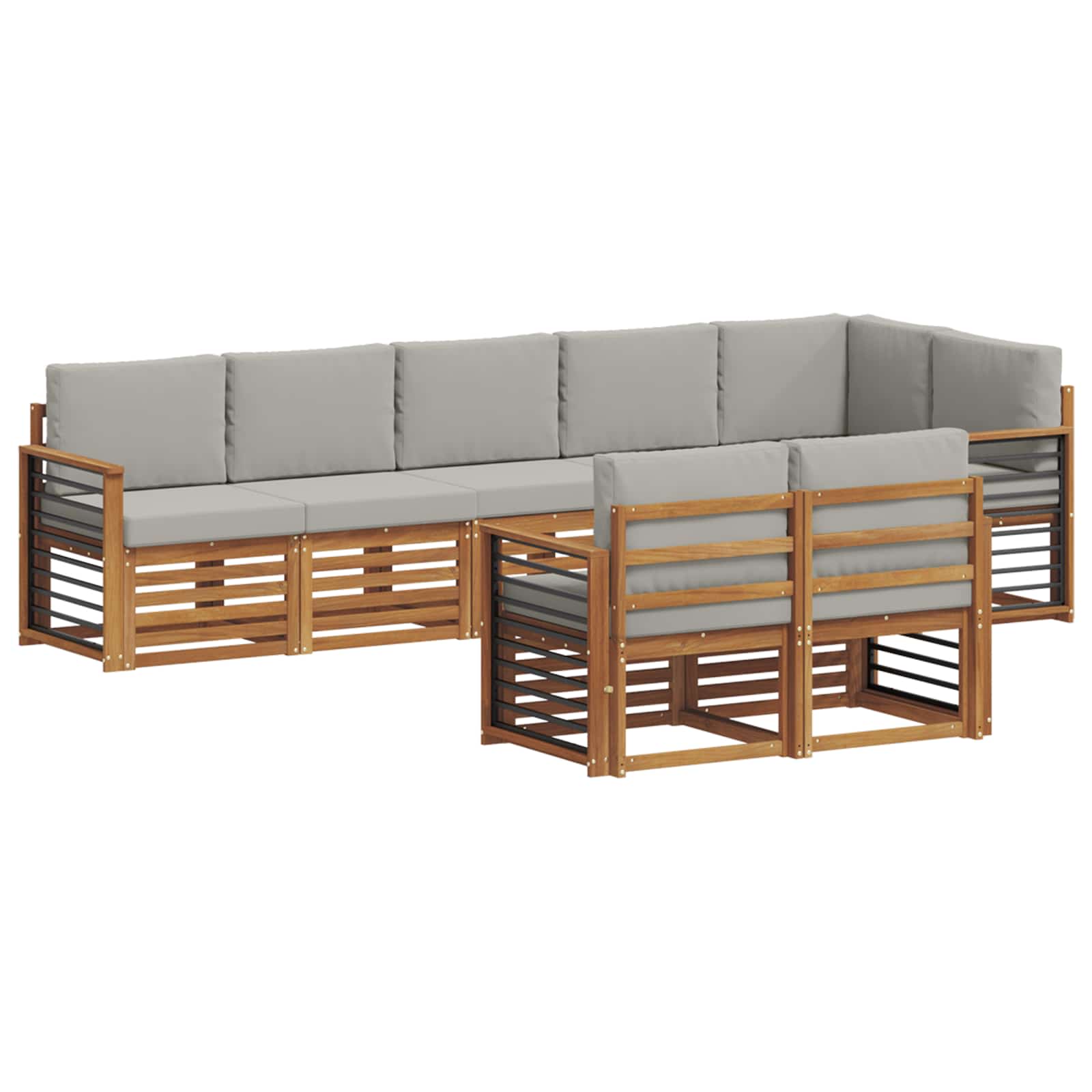 Setovi sofa 8 pcs Prirodna i svijetlo siva Čvrsto drvo akacije