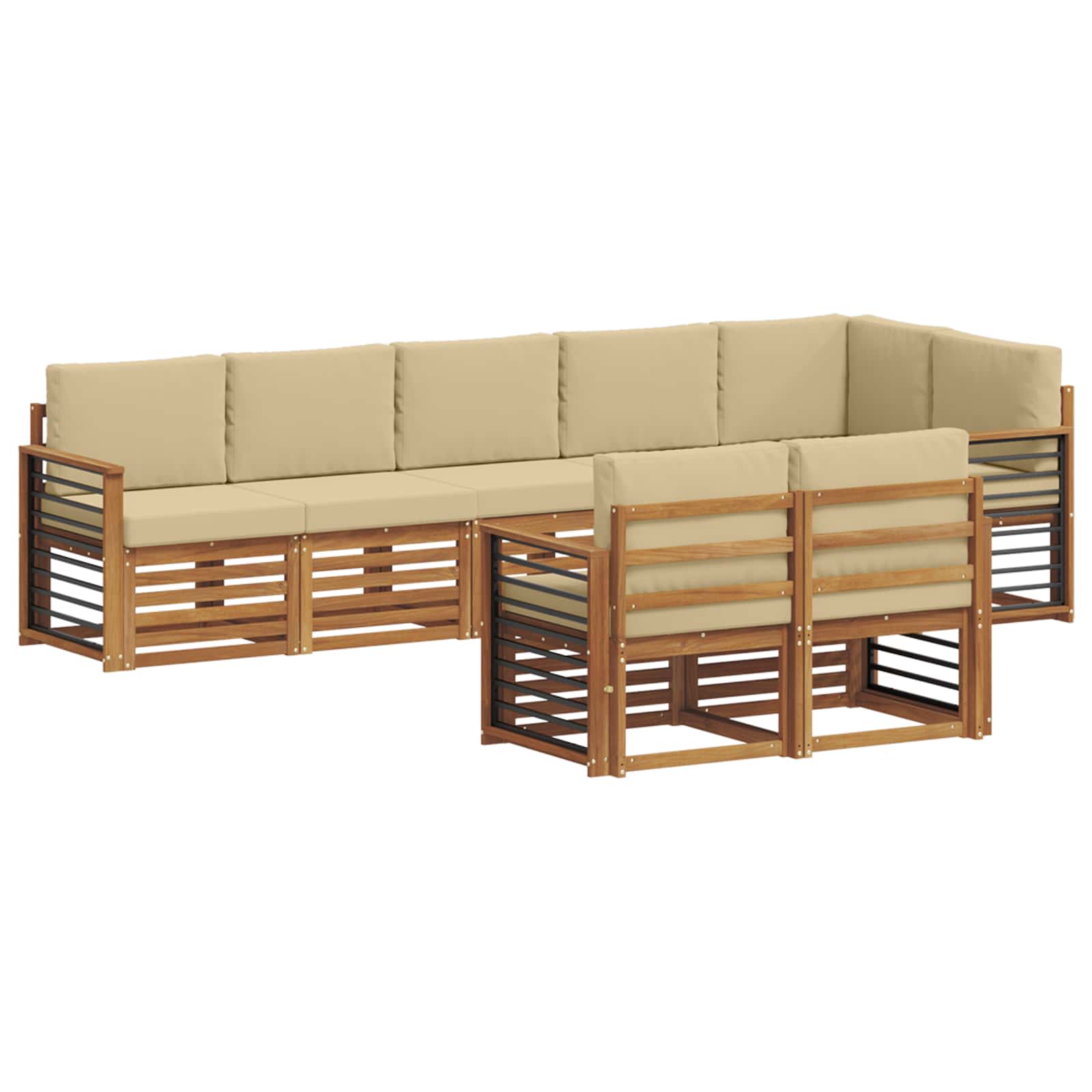 Setovi sofa s jastukom 8 pcs Prirodna i bež Čvrsto drvo akacije