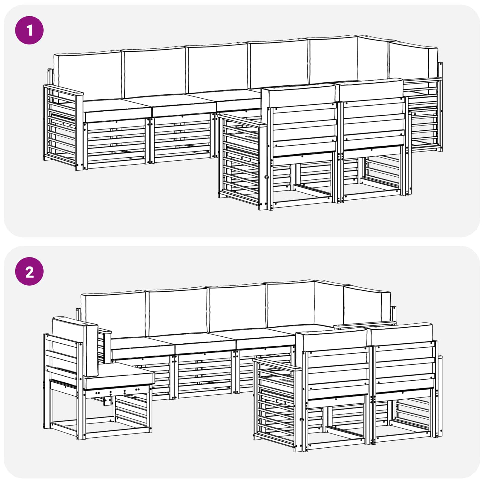 Setovi sofa s jastukom 8 pcs Prirodna i bež Čvrsto drvo akacije