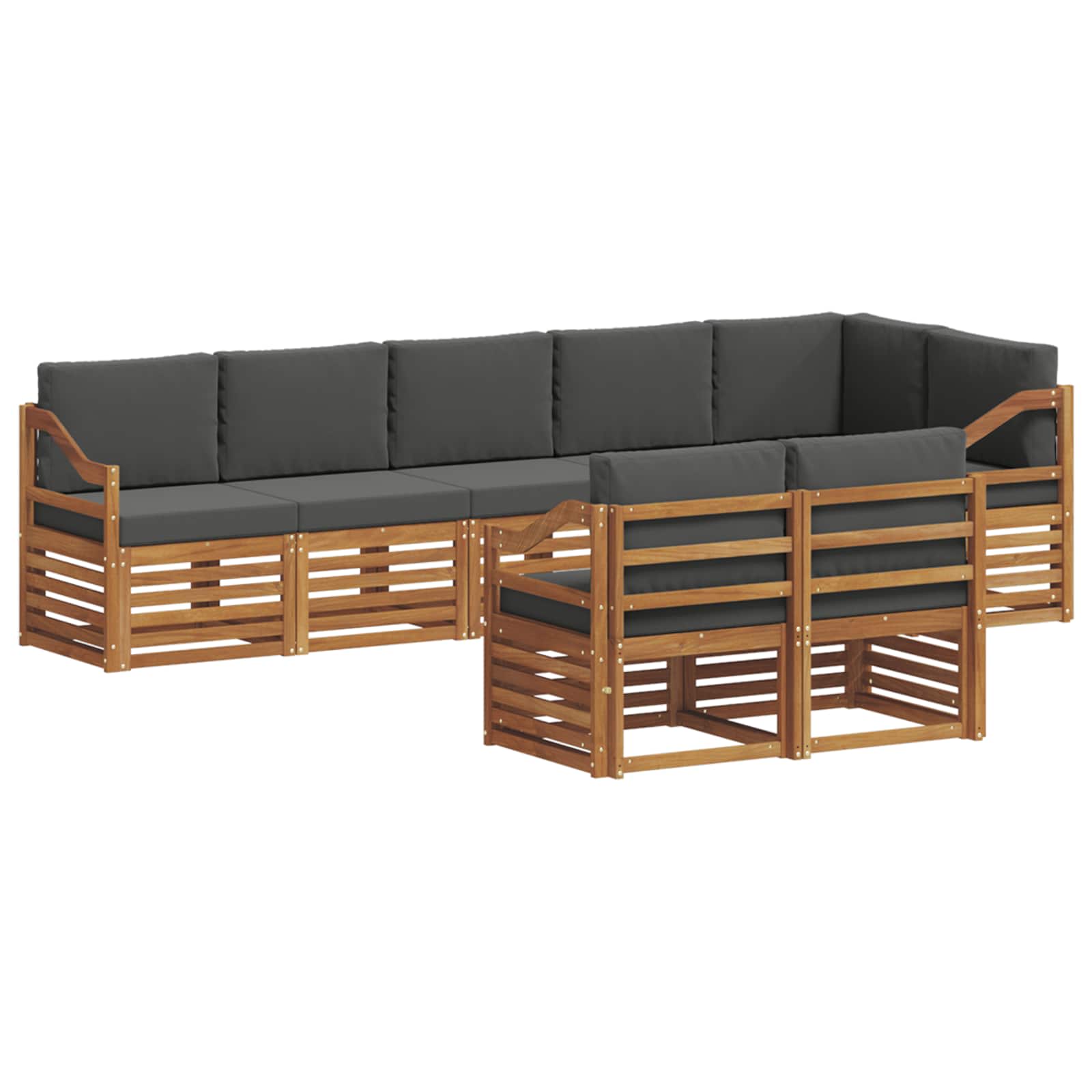 Setovi sofa 8 pcs Prirodna i antracit Čvrsto drvo akacije