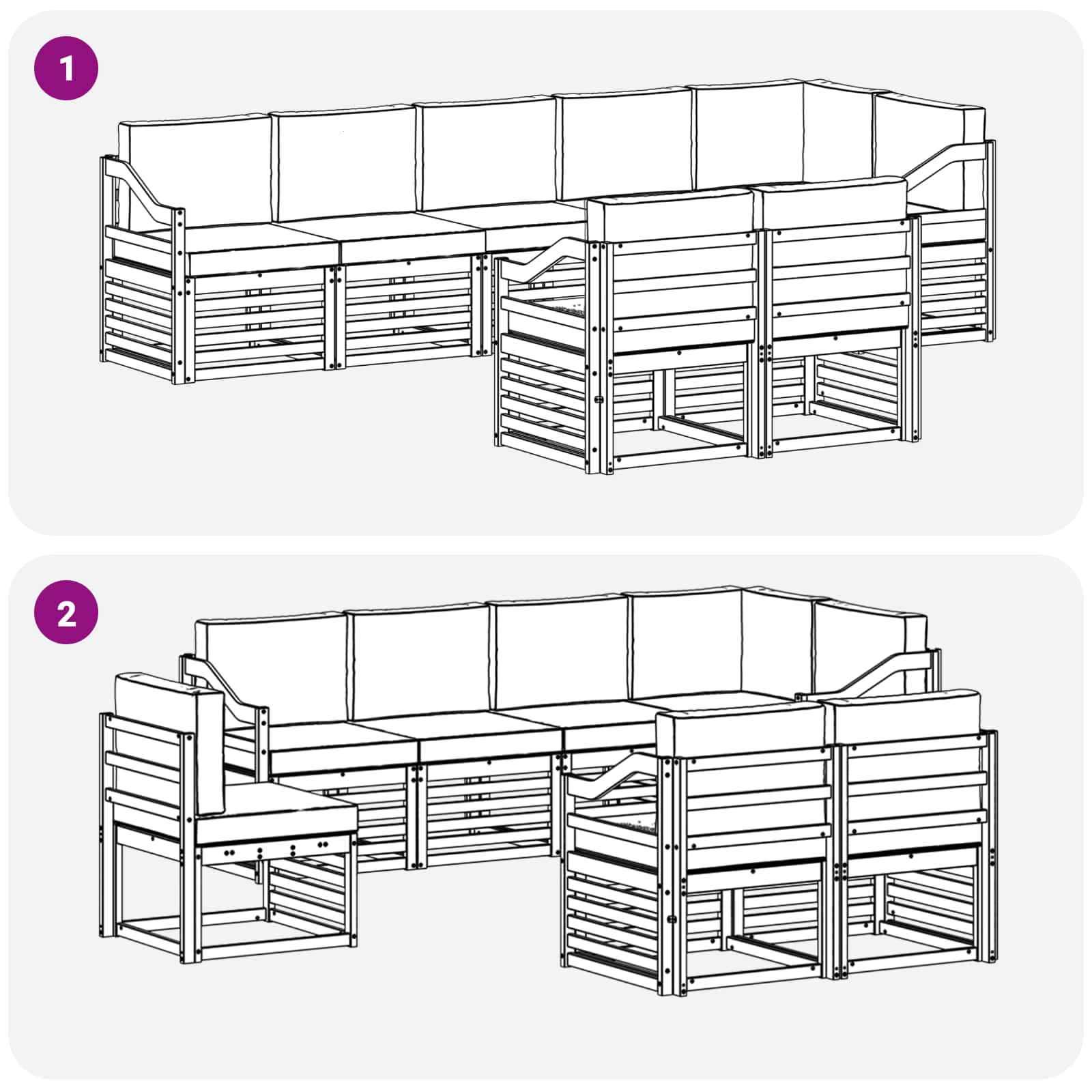 Setovi sofa 8 pcs Prirodna i antracit Čvrsto drvo akacije
