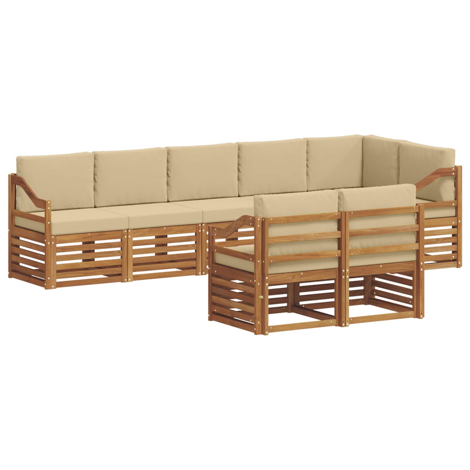 Setovi sofa s jastukom 8 pcs Prirodna i bež Čvrsto drvo akacije