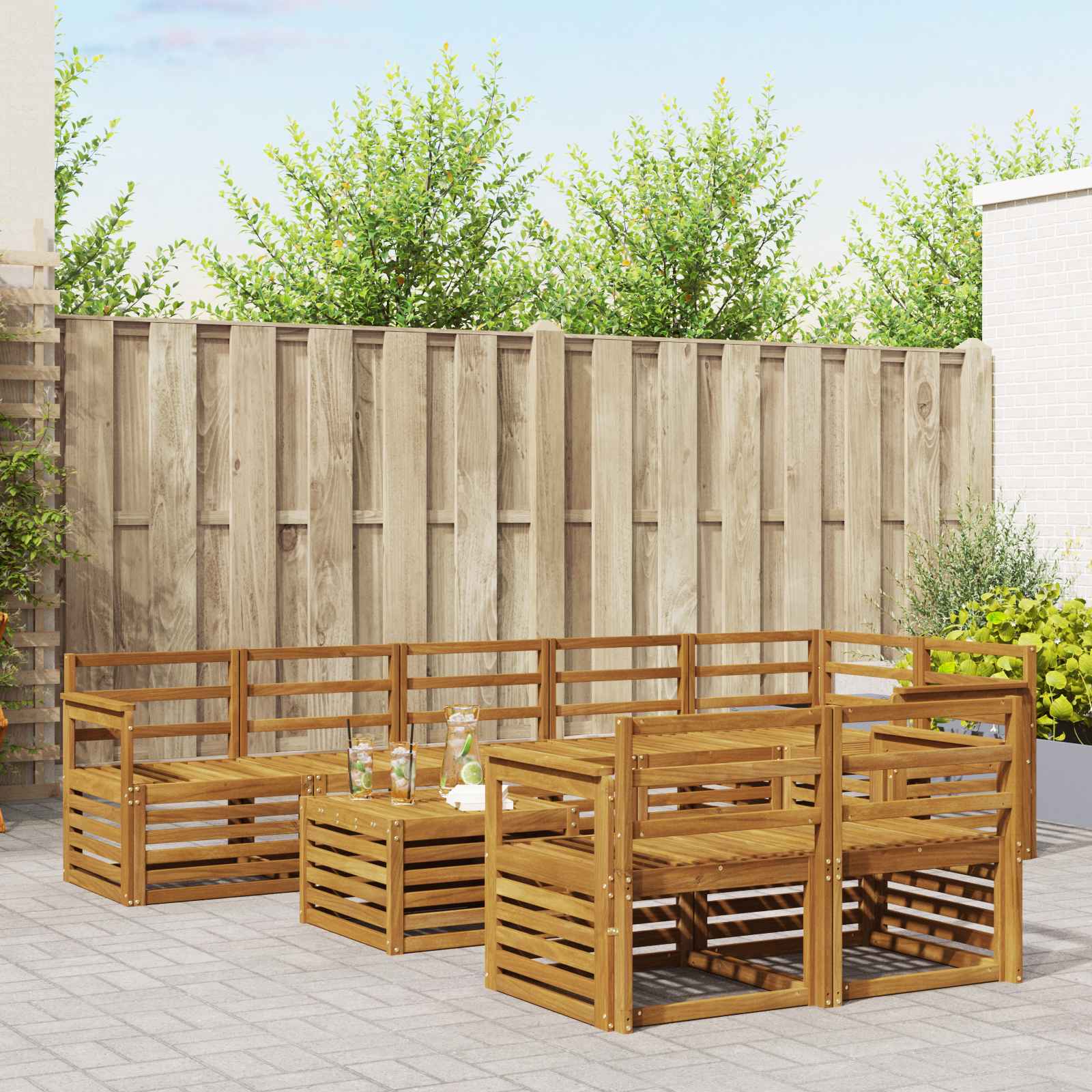 Setovi sofa 9 pcs Prirodna Čvrsto drvo akacije