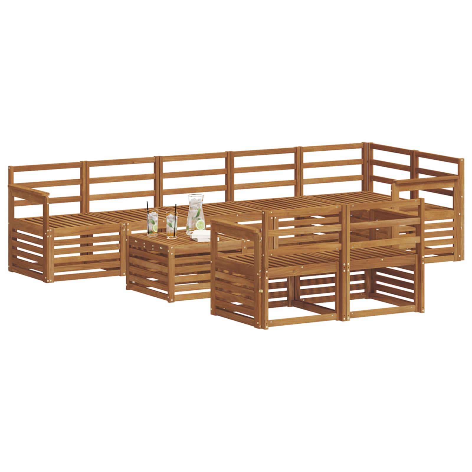 Setovi sofa 9 pcs Prirodna Čvrsto drvo akacije