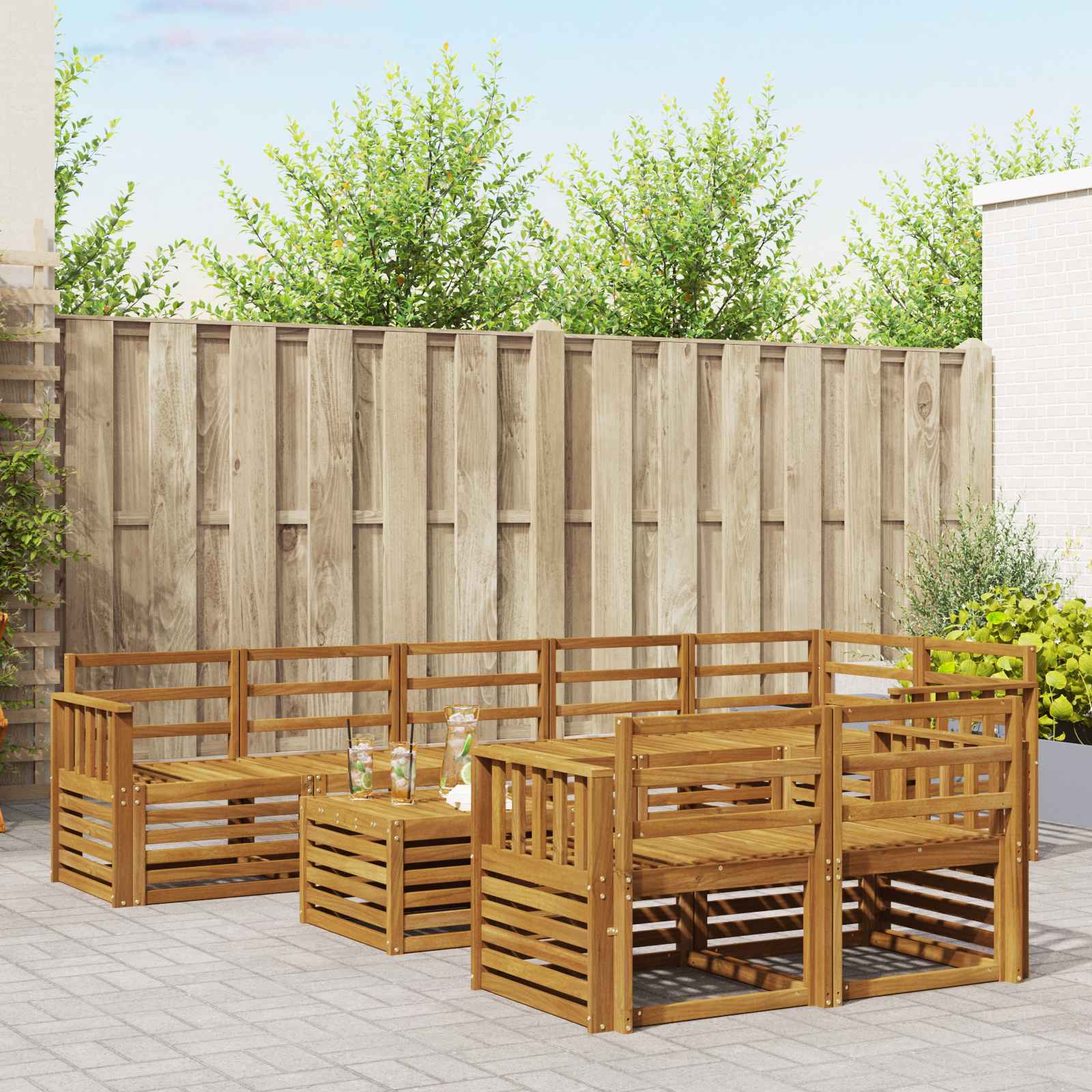 Setovi sofa 9 pcs Prirodna Čvrsto drvo akacije