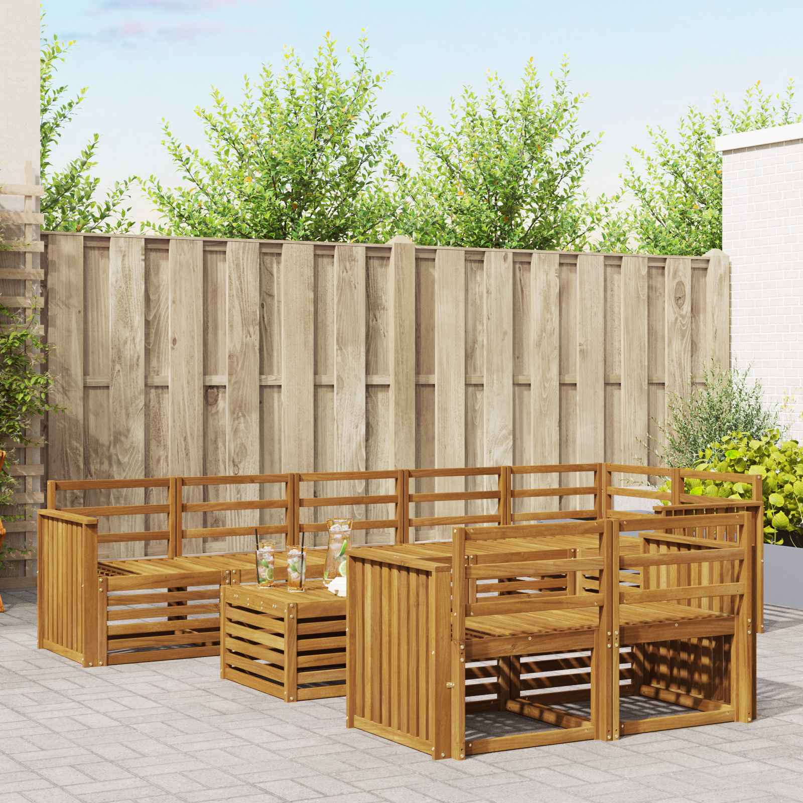 Setovi sofa 9 pcs Prirodna Čvrsto drvo akacije