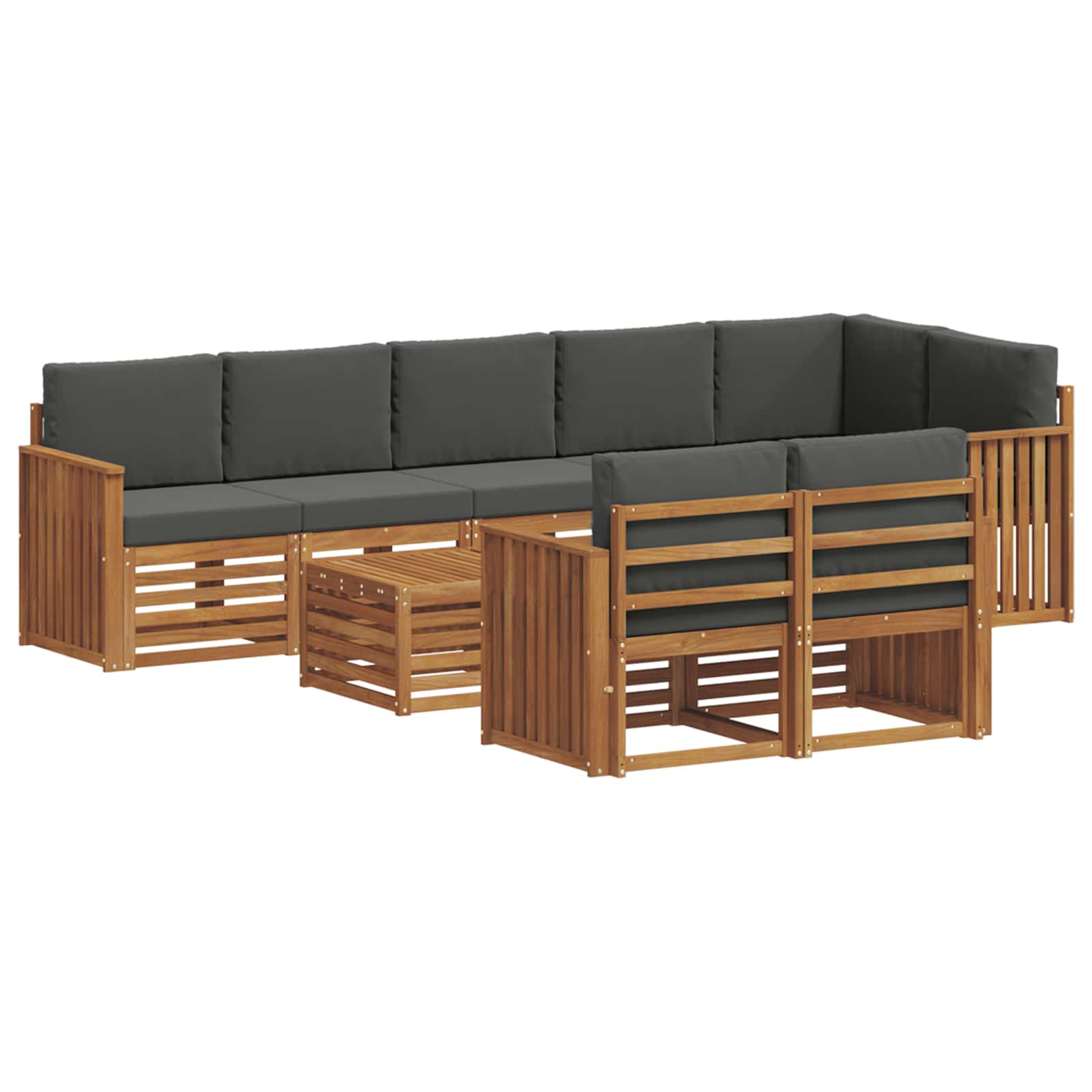 Setovi sofa 9 pcs Prirodna i antracit Čvrsto drvo akacije