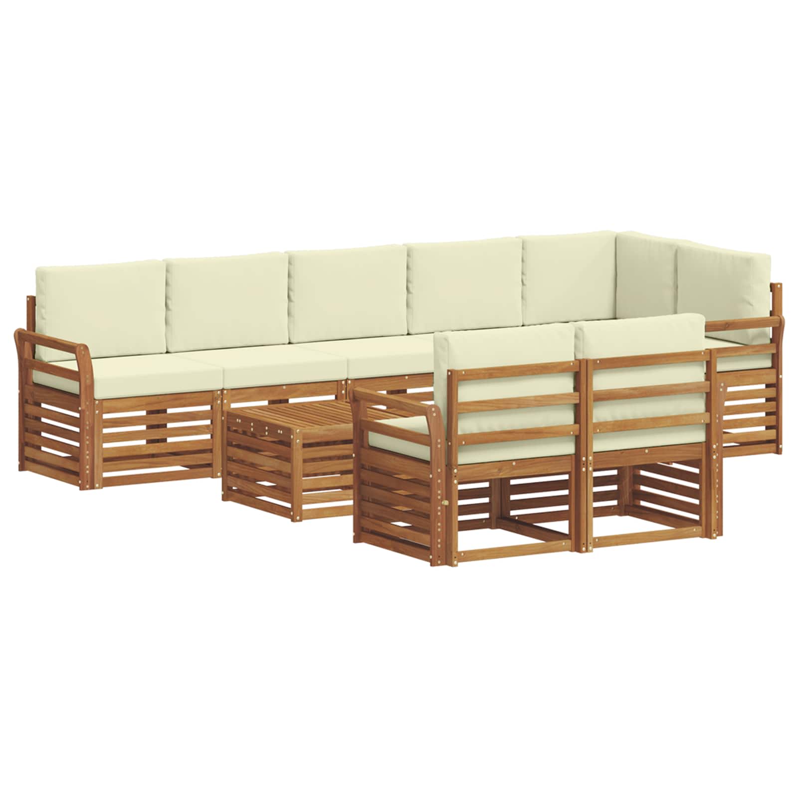 Setovi sofa 9 pcs Prirodna i krem Čvrsto drvo akacije