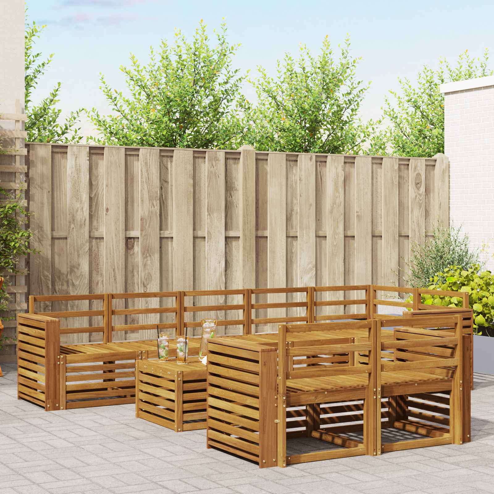 Setovi sofa 9 pcs Prirodna Čvrsto drvo akacije