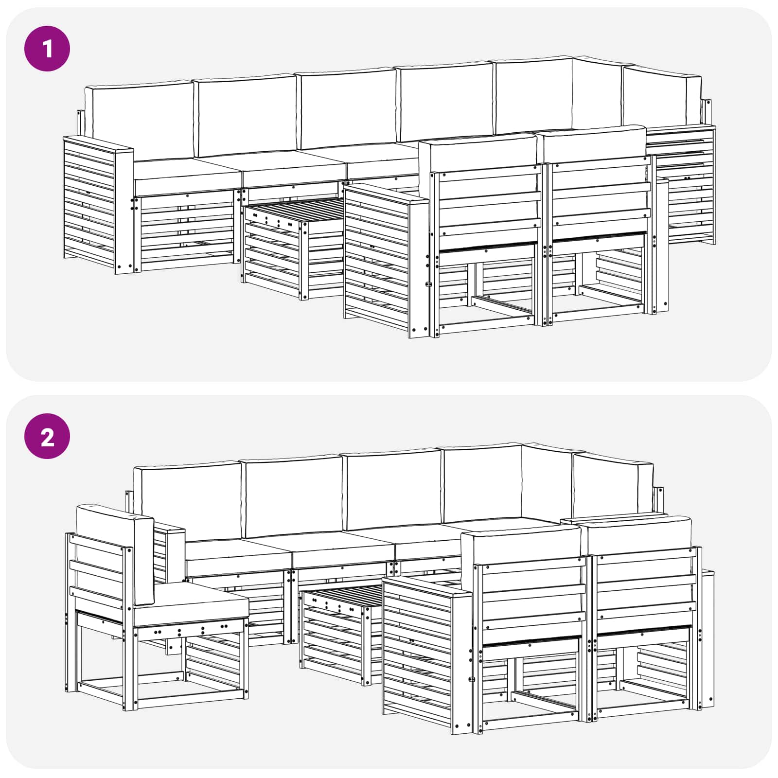 Setovi sofa s jastukom 9 pcs Prirodna i bež Čvrsto drvo akacije