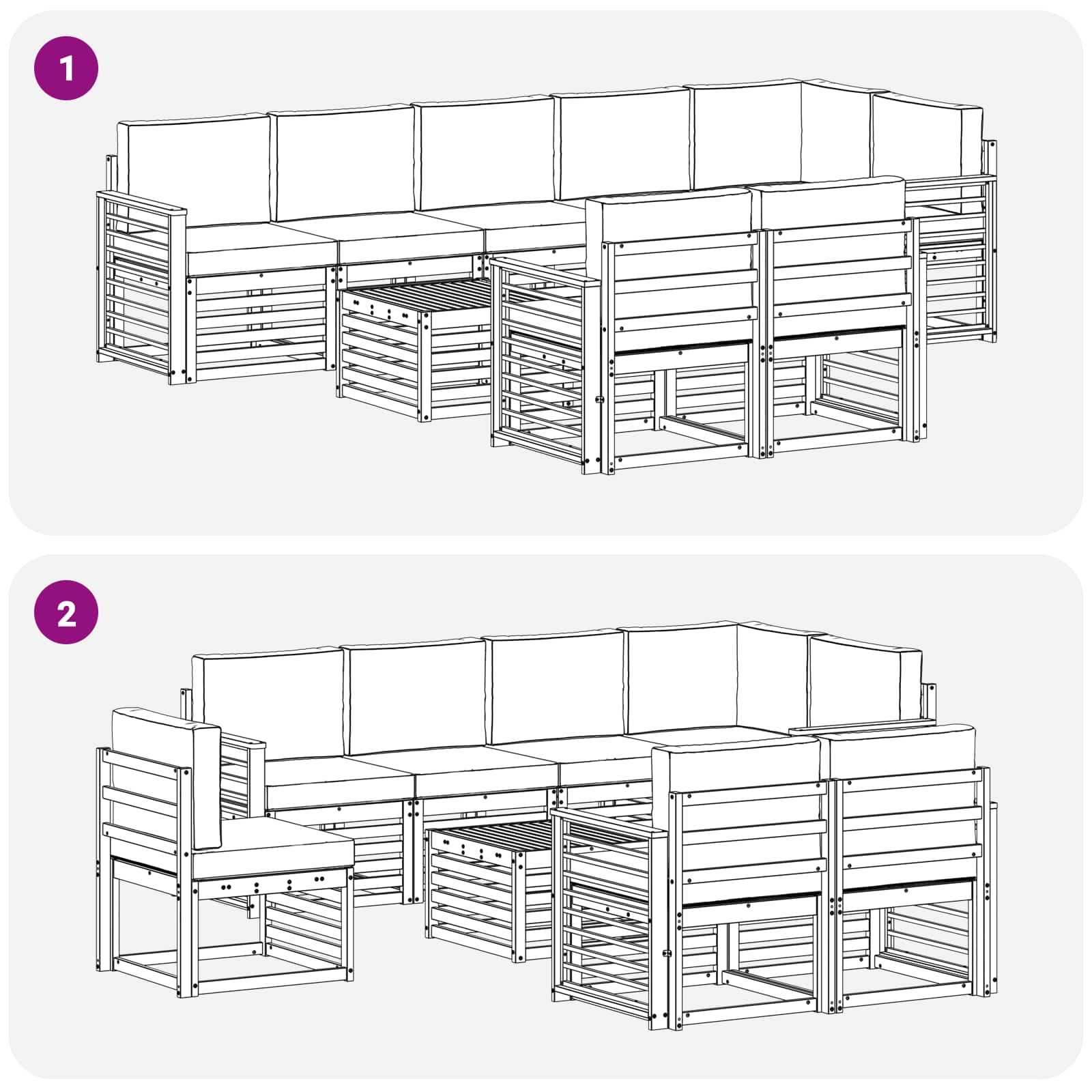 Setovi sofa s jastukom 9 pcs Prirodna i bež Čvrsto drvo akacije