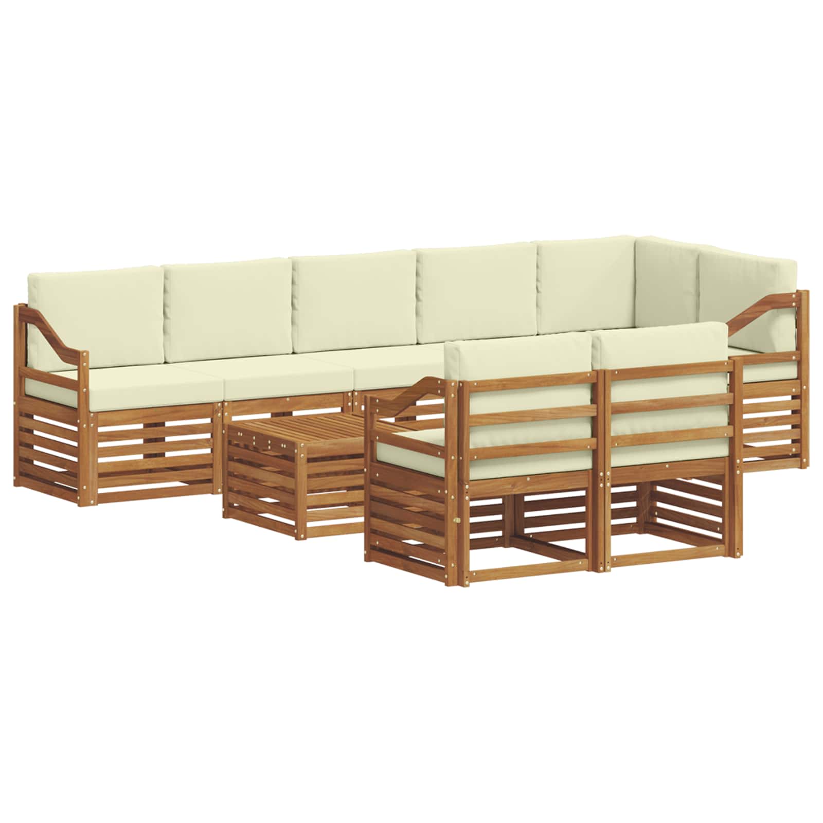 Setovi sofa 9 pcs Prirodna i krem Čvrsto drvo akacije
