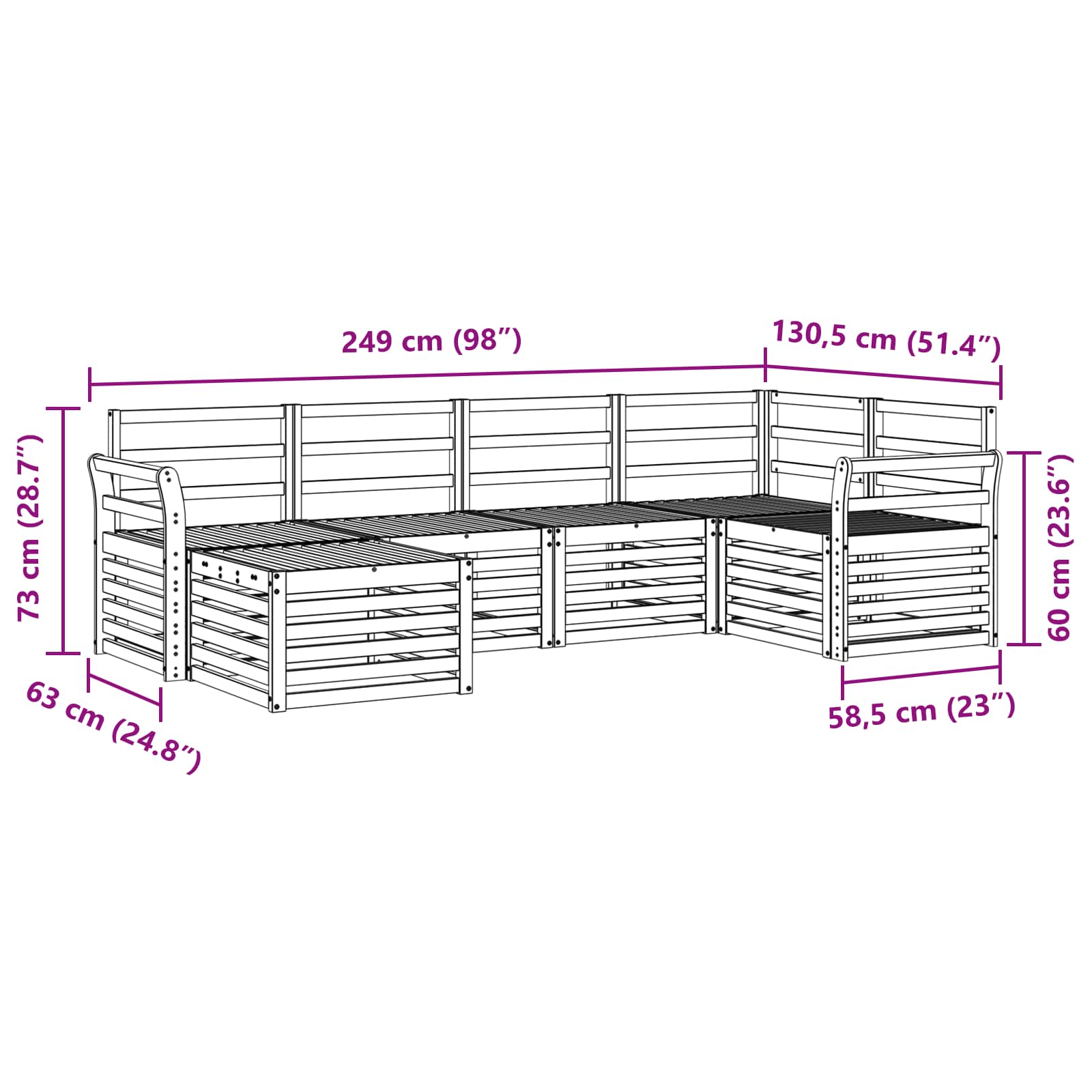 Sekcijska garnitura 6 pcs Prirodna