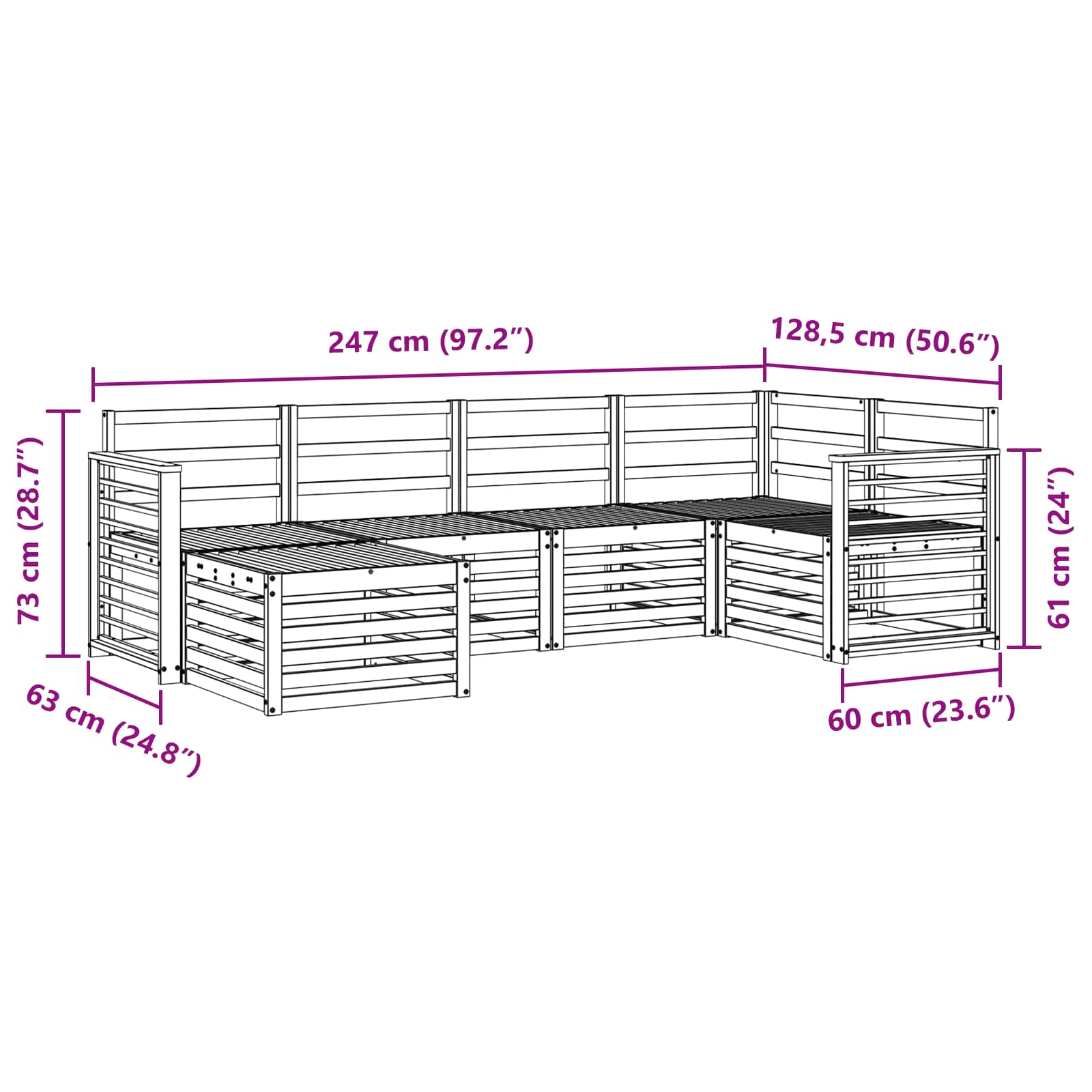 Setovi sofa 6 pcs Prirodna Čvrsto drvo akacije