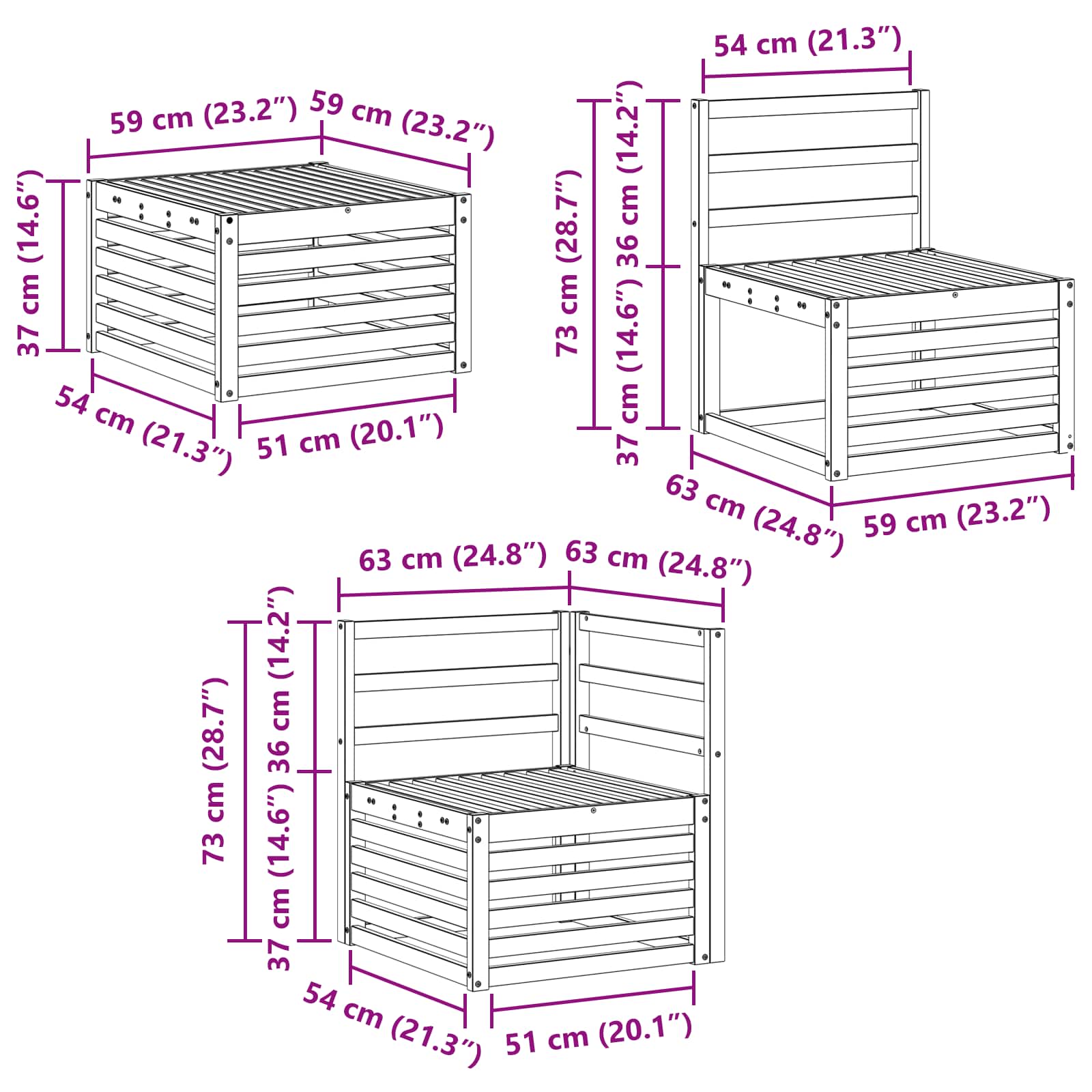 Setovi sofa 6 pcs Prirodna Čvrsto drvo akacije