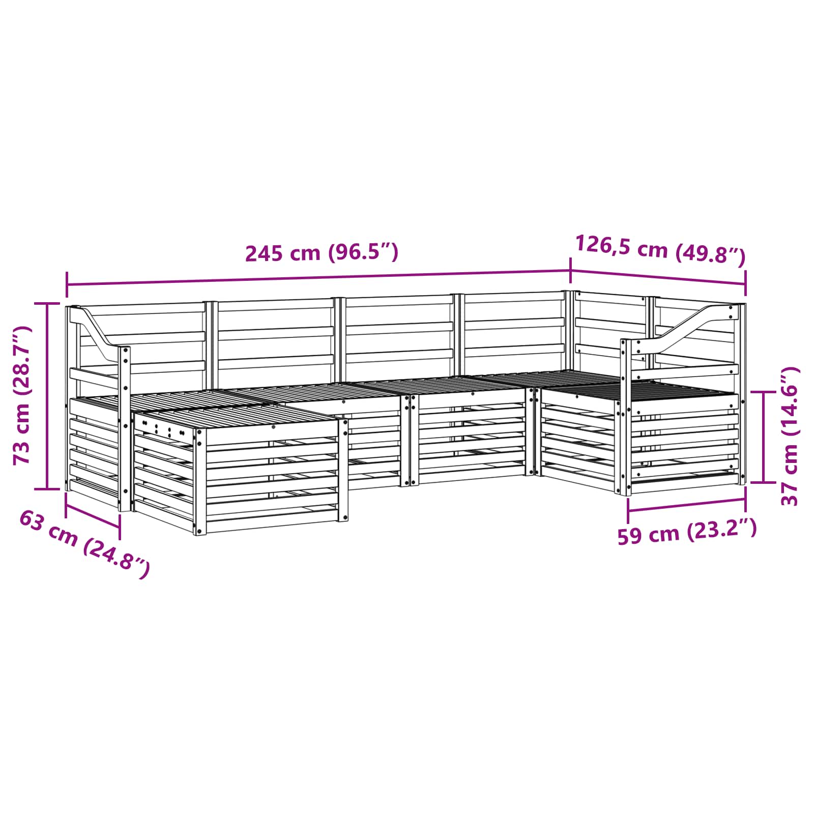 Sekcijska garnitura 6 pcs Prirodna