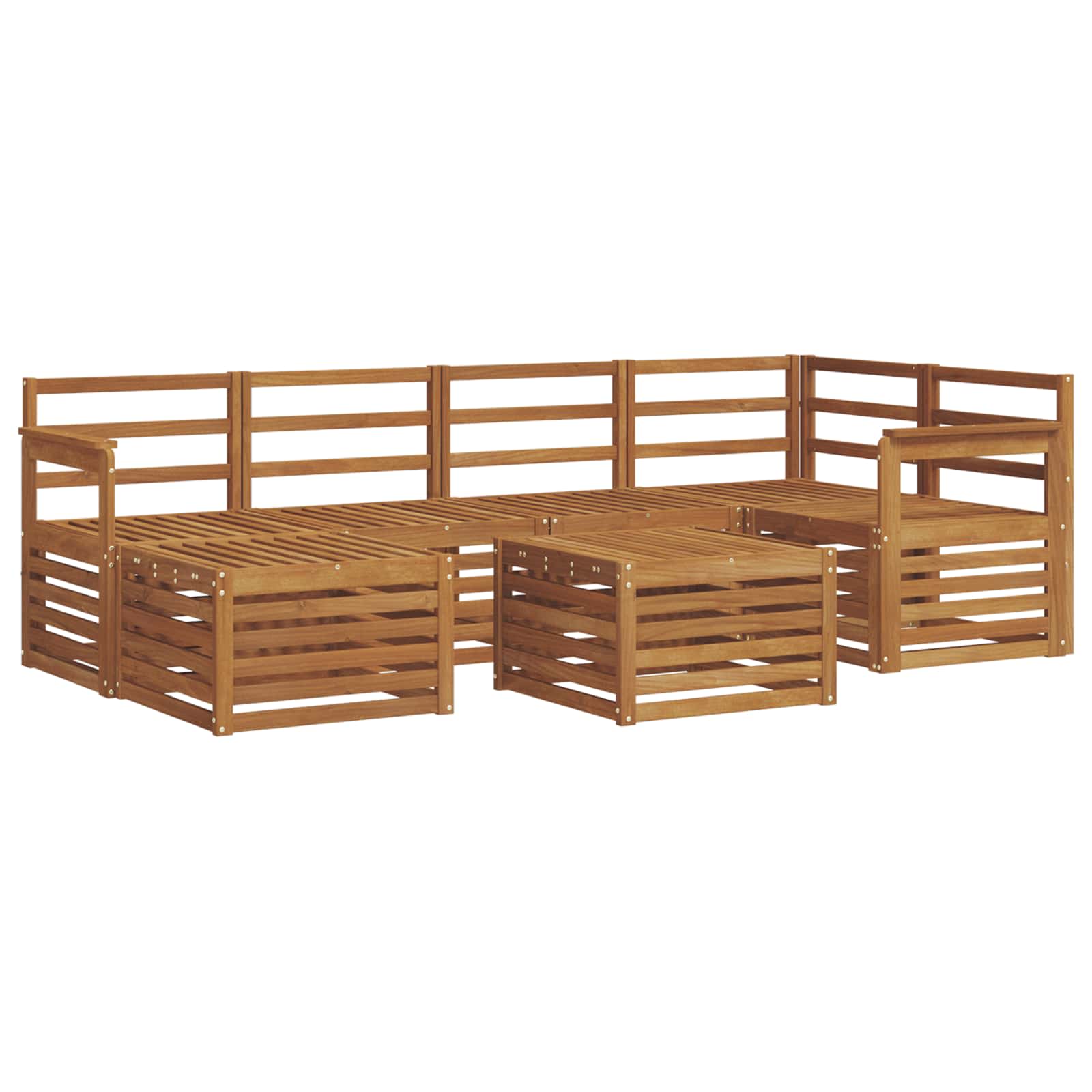Sekcijska garnitura 7 pcs Prirodna Čvrsto drvo akacije