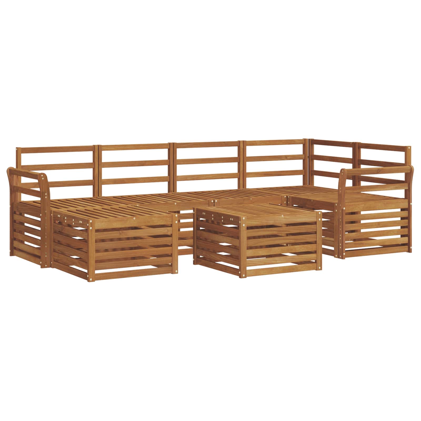 Sekcijska garnitura 7 pcs Prirodna Čvrsto drvo akacije