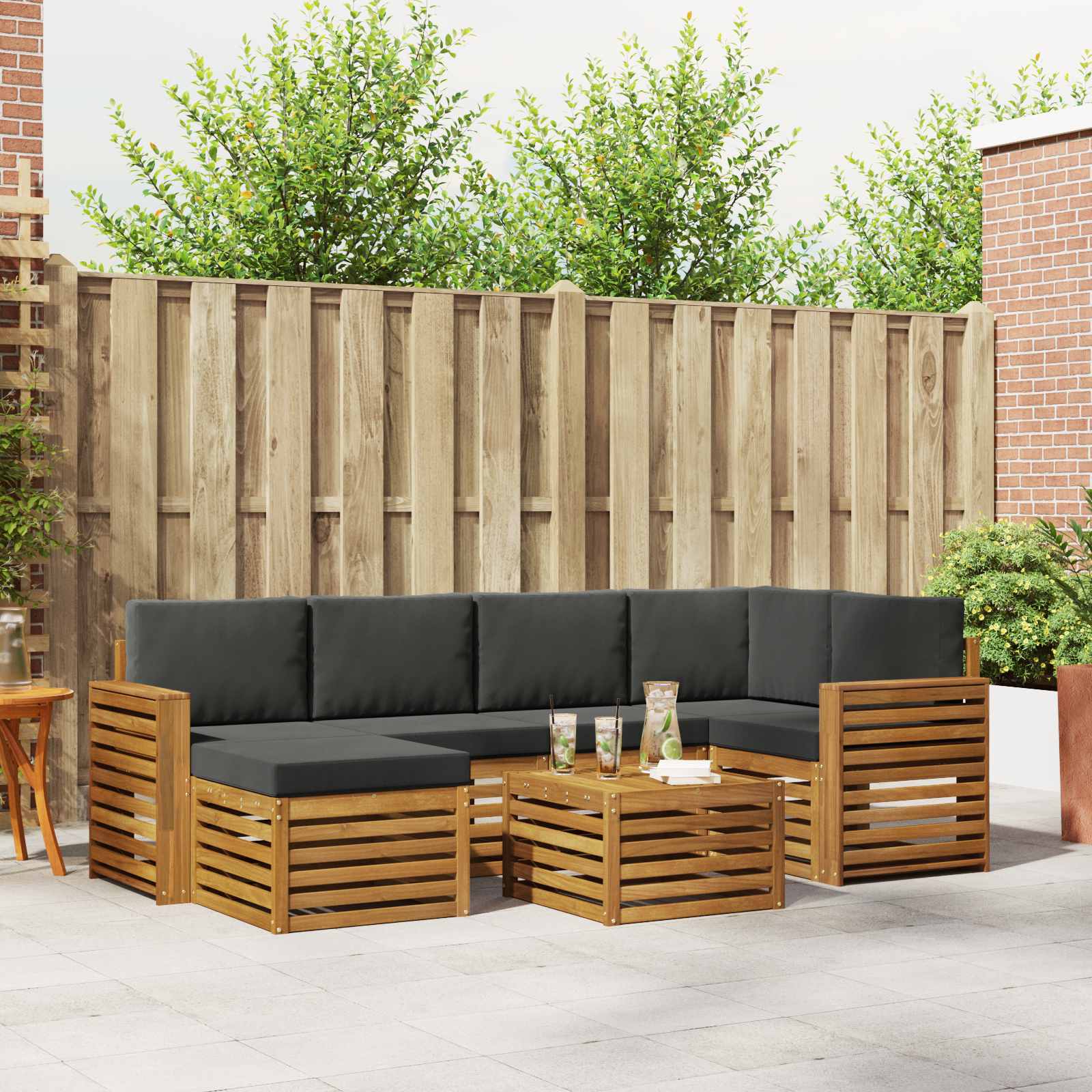Sekcijska garnitura s jastukom 7 pcs Prirodna i antracit