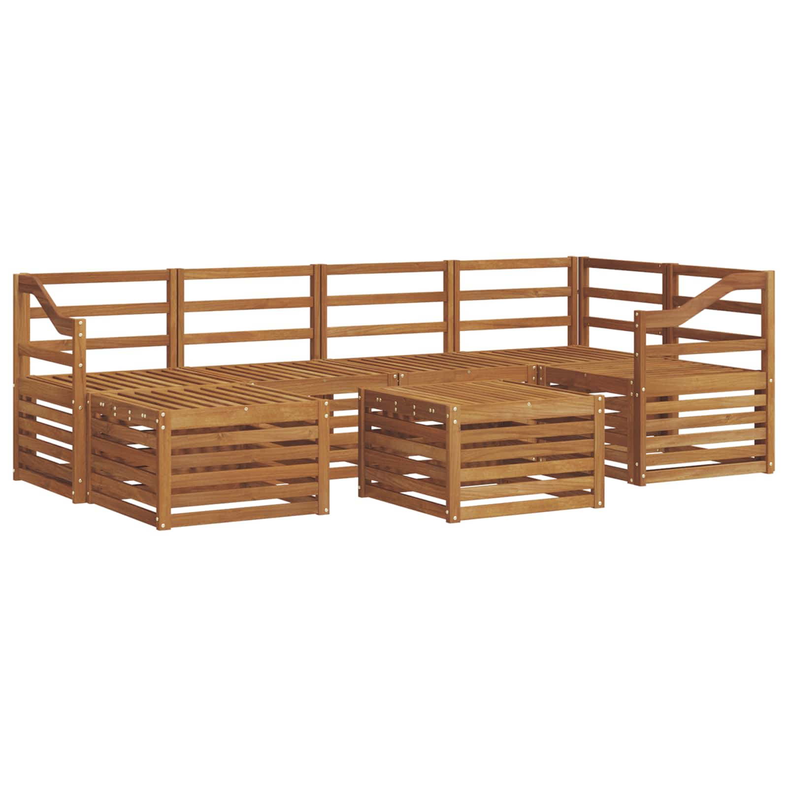 Sekcijska garnitura 7 pcs Prirodna Čvrsto drvo akacije
