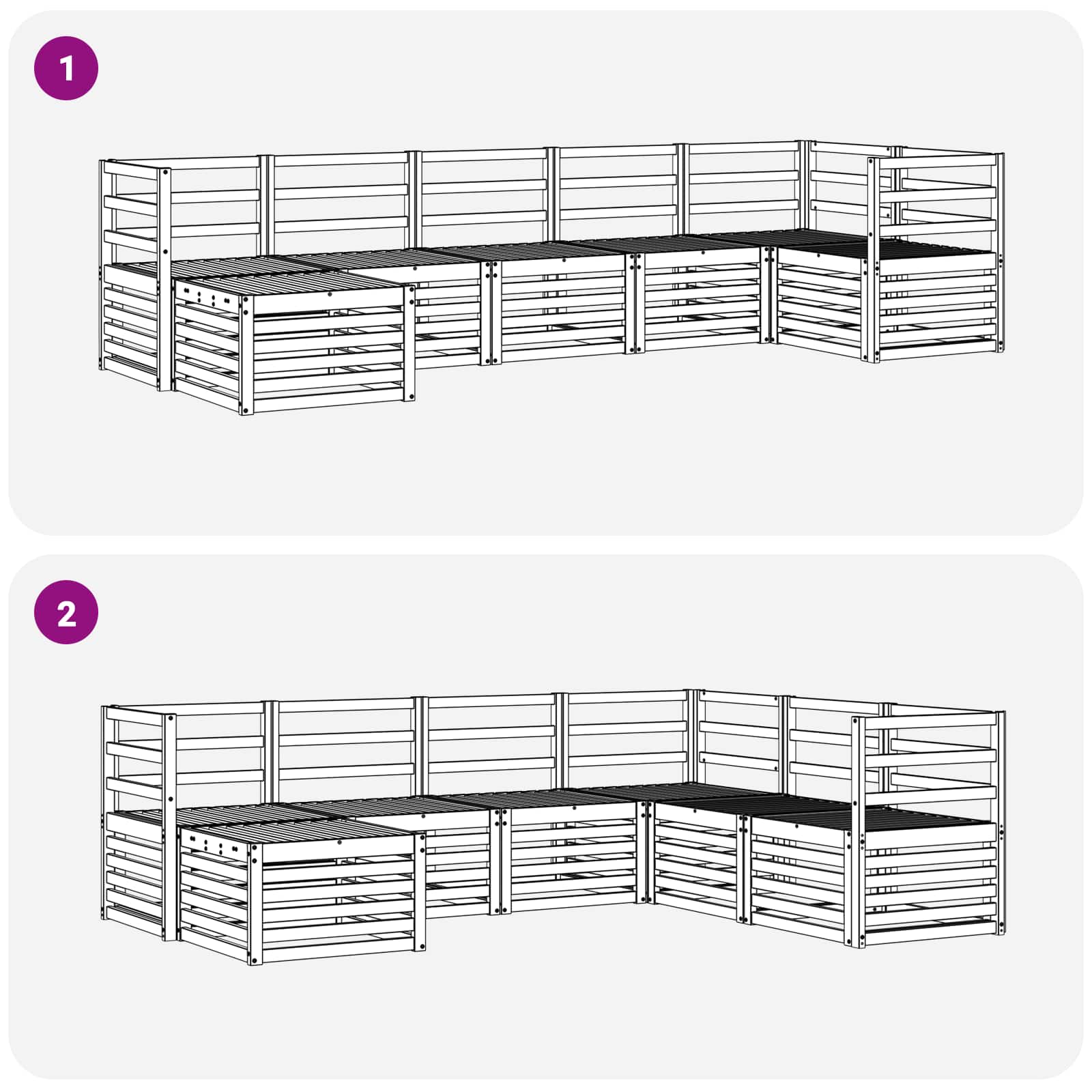 Sekcijska garnitura 7 pcs Prirodna Čvrsto drvo akacije