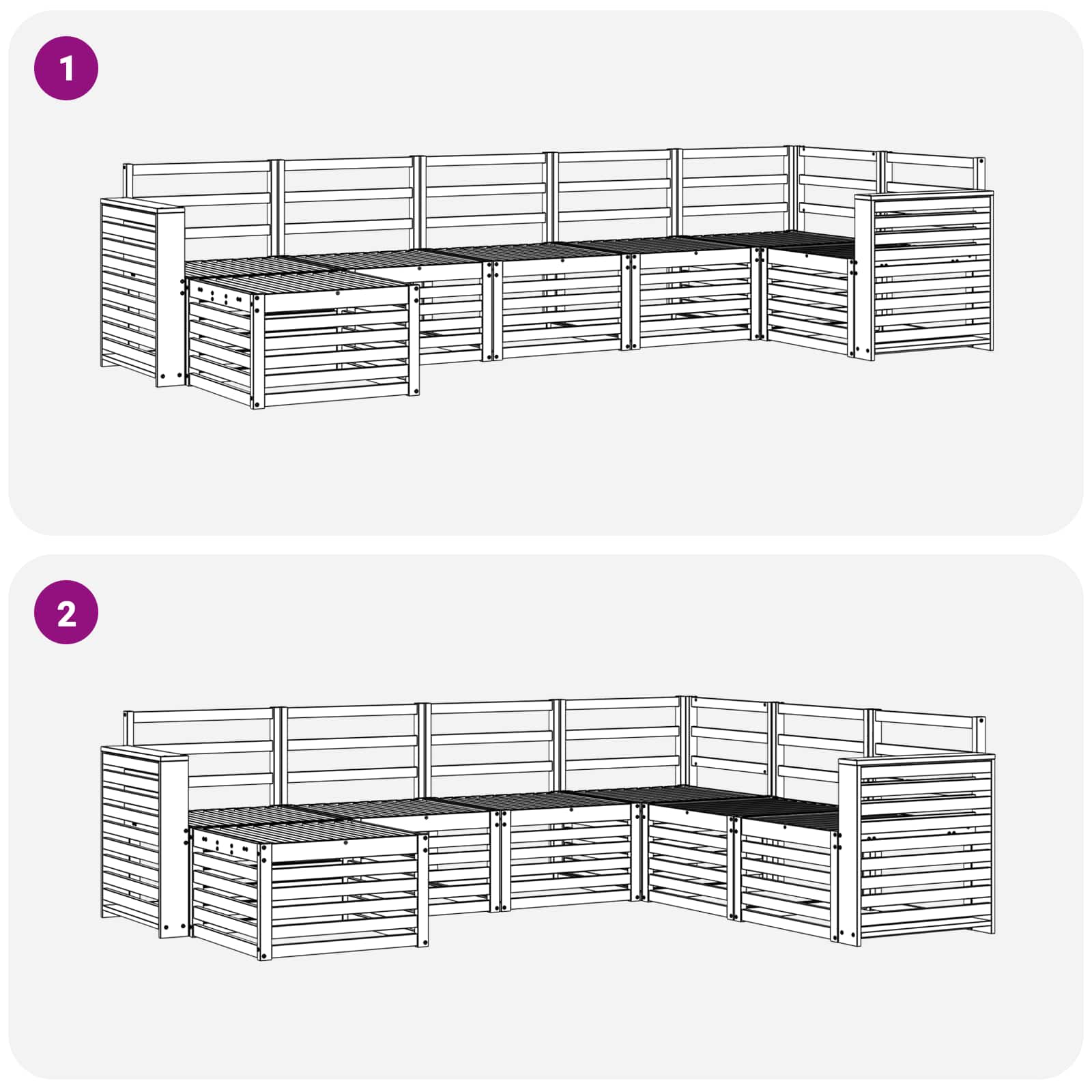 Sekcijska garnitura 7 pcs Prirodna Čvrsto drvo akacije