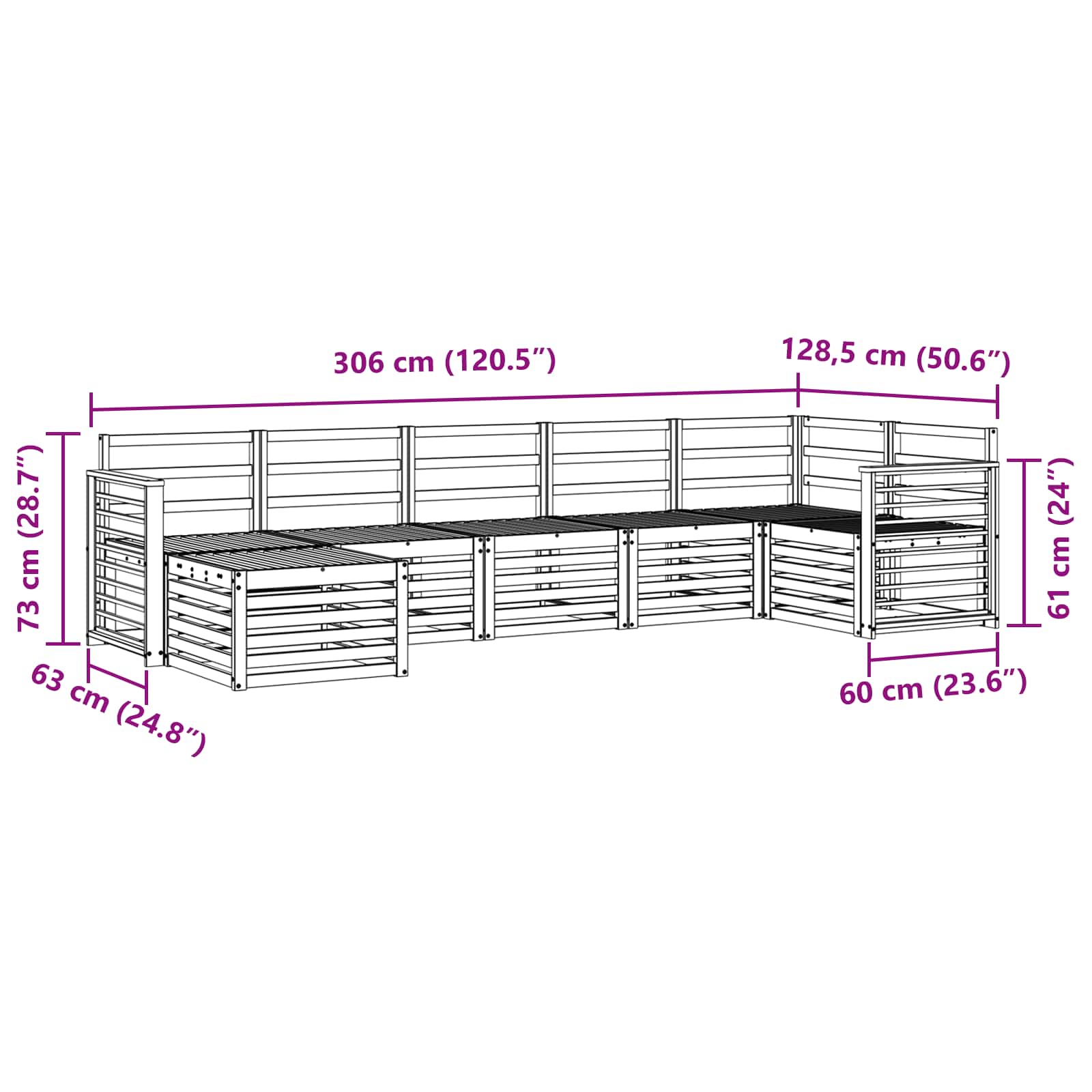 Setovi sofa 7 pcs Prirodna Čvrsto drvo akacije