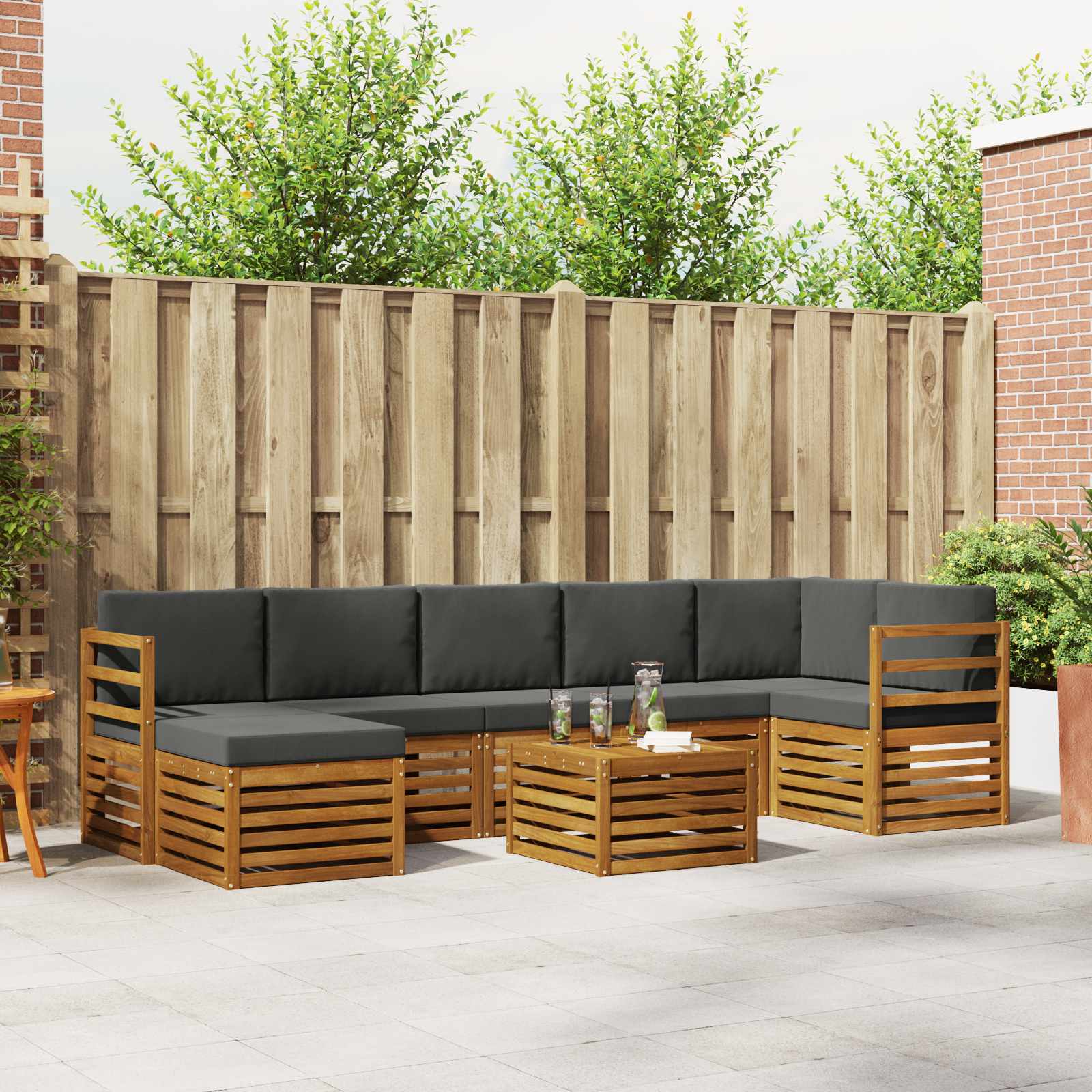 Set vanjskih sofa 8 pcs Prirodna i antracit Čvrsto drvo akacije